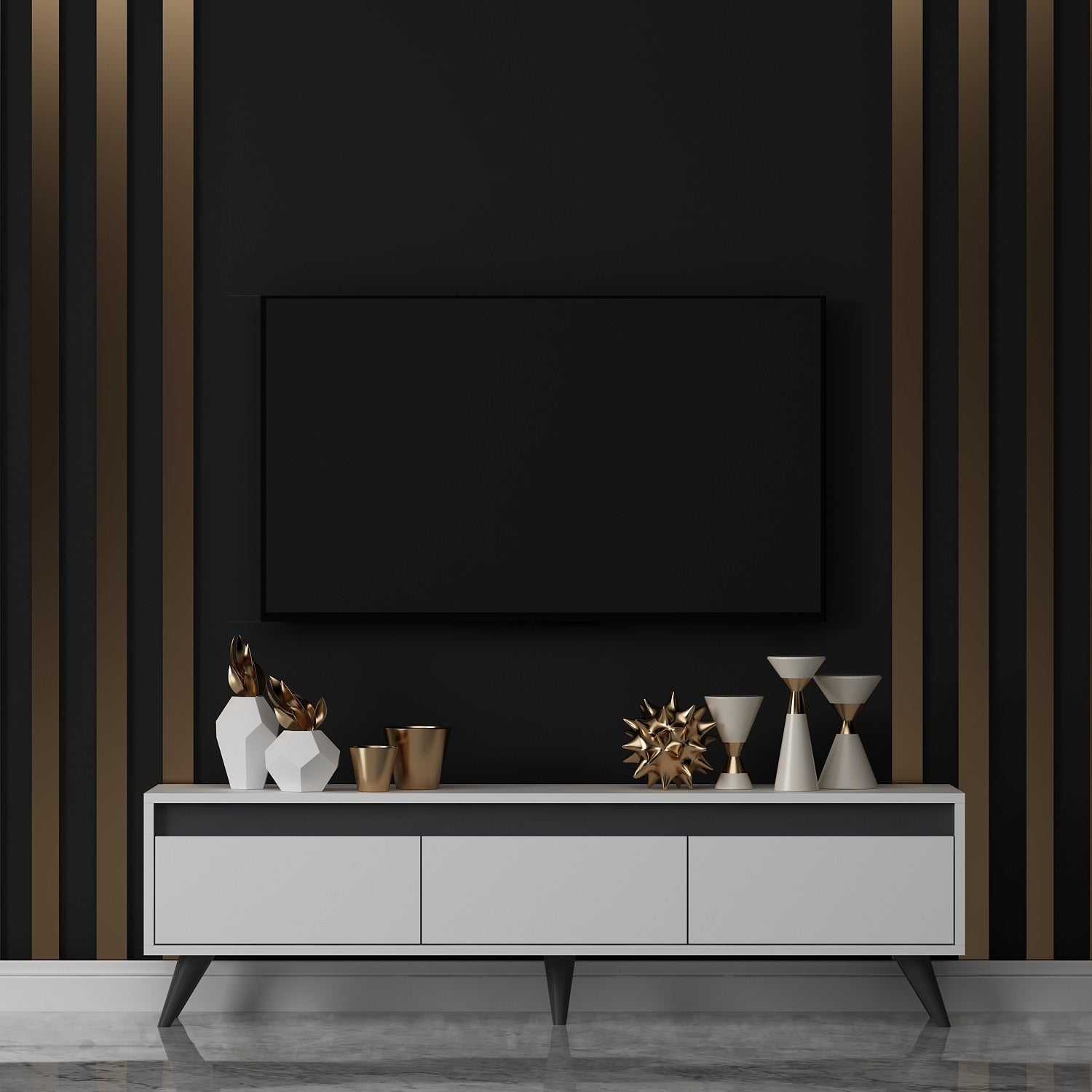 Móvel de TV – 150 cm x 30 cm x 45 cm – Branco – Aglomerado com revestimento de melamina