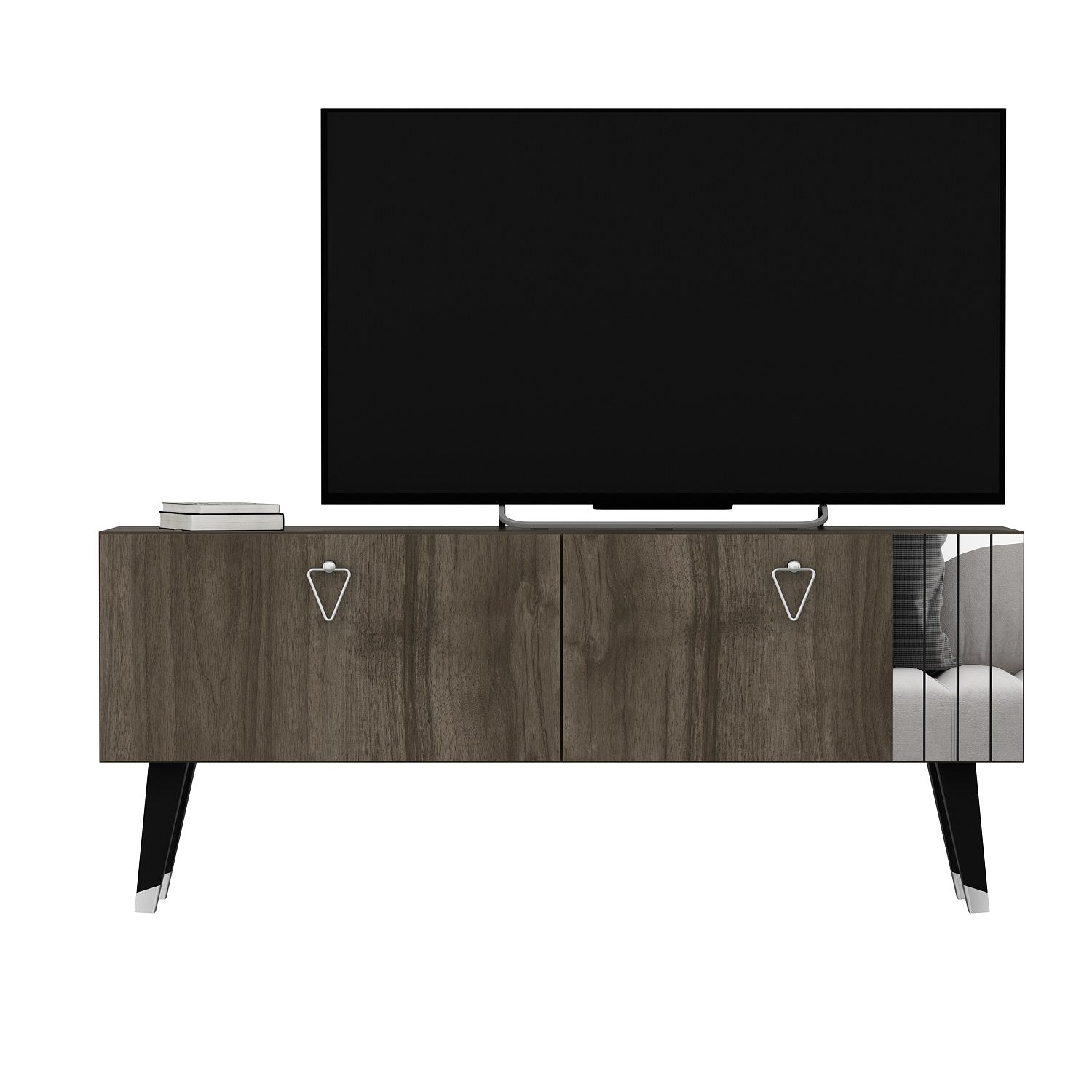 Móvel de TV – 120cm x 30cm x 50cm – Cor noz escura – MDF revestido com melamina