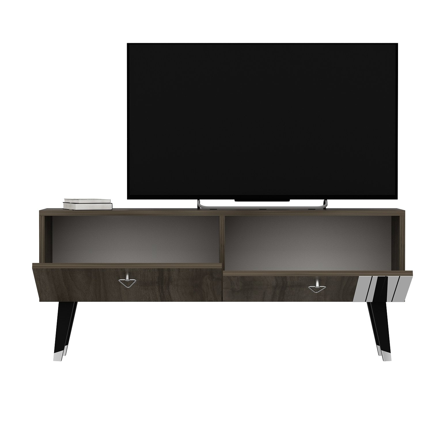 Móvel de TV – 120cm x 30cm x 50cm – Cor noz escura – MDF revestido com melamina