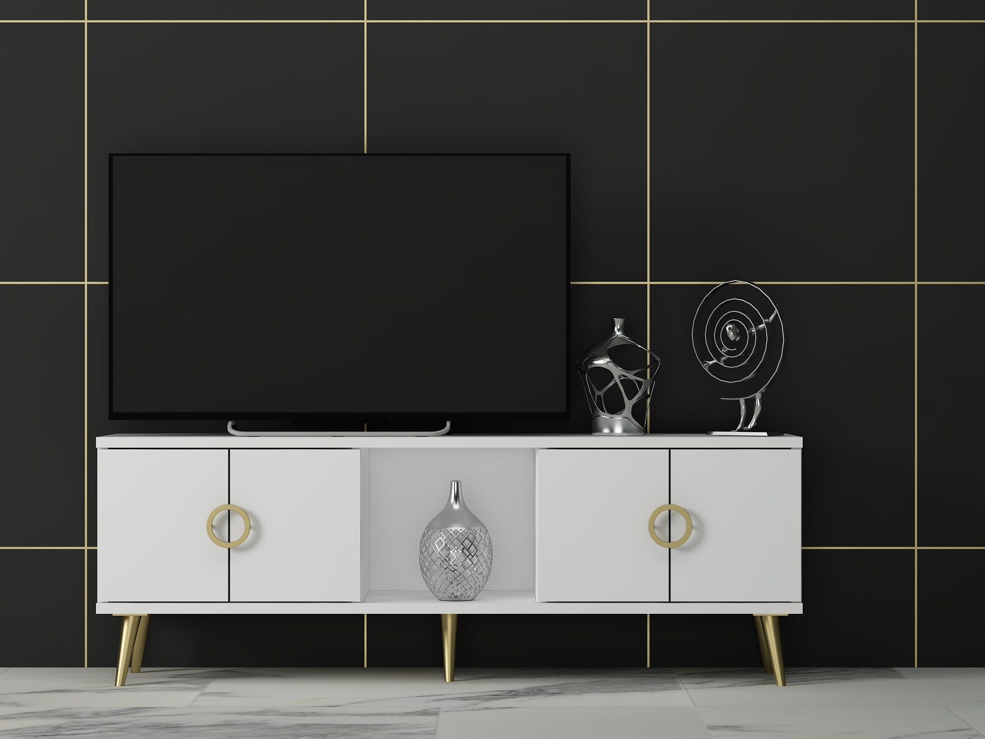 Móvel de TV – 120 cm x 30 cm x 45 cm – Branco – MDF