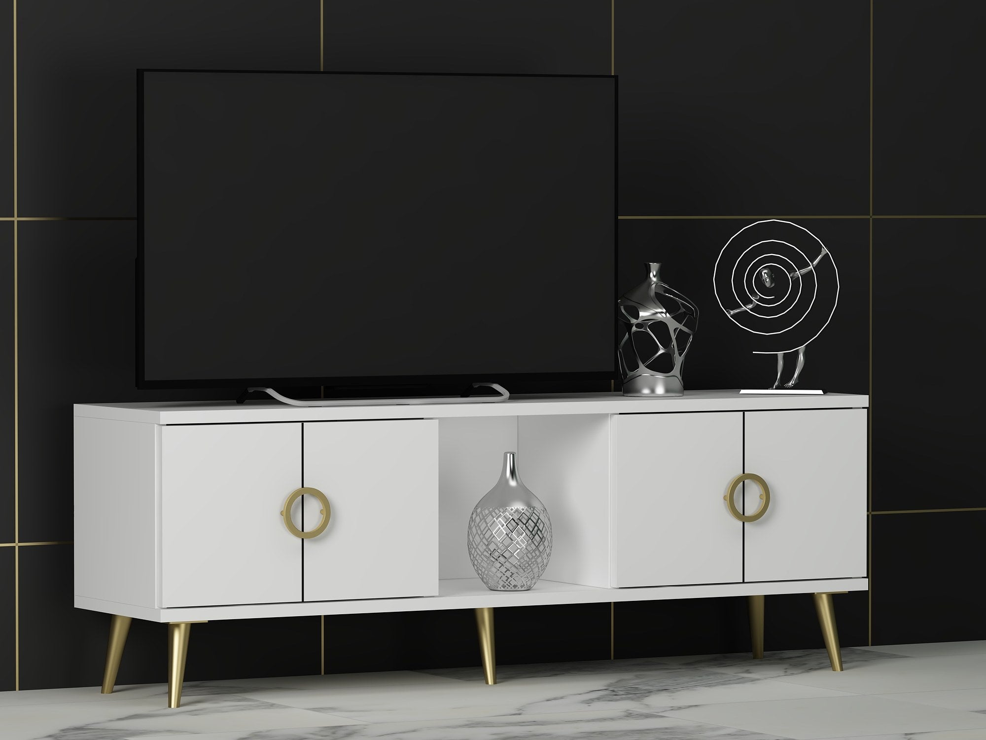 Móvel de TV – 120 cm x 30 cm x 45 cm – Branco – MDF