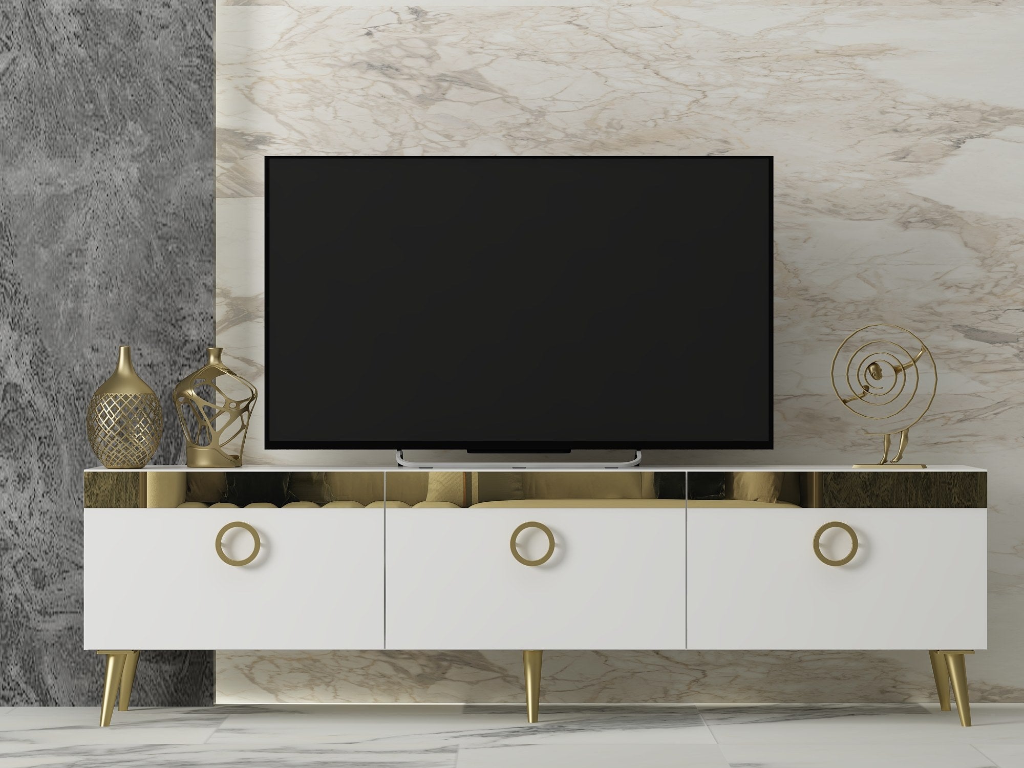 Móvel de TV – 150cm x 30cm x 45cm – Branco – Aglomerado