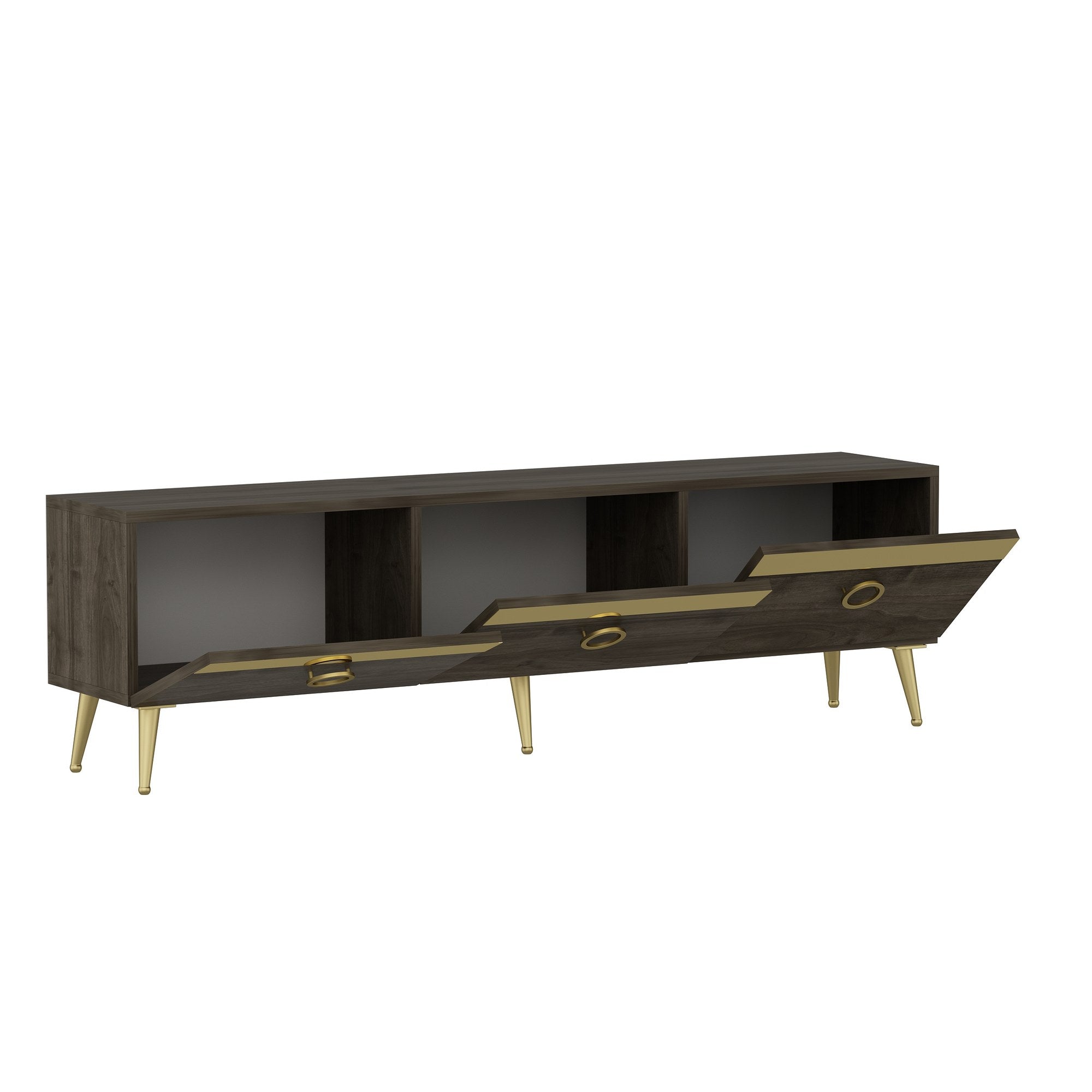 Móvel de TV – 150cm x 30cm x 45cm – Nogueira – Painel de partículas com revestimento em melamina