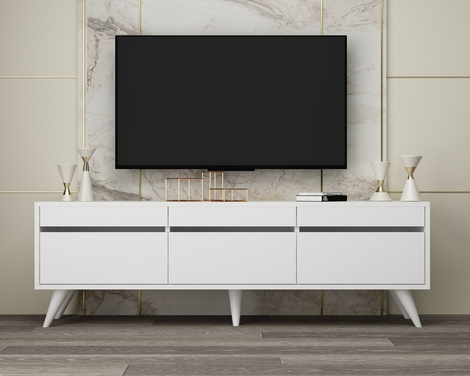 Móvel de TV – 150 cm x 30 cm x 48 cm – Branco – MDF