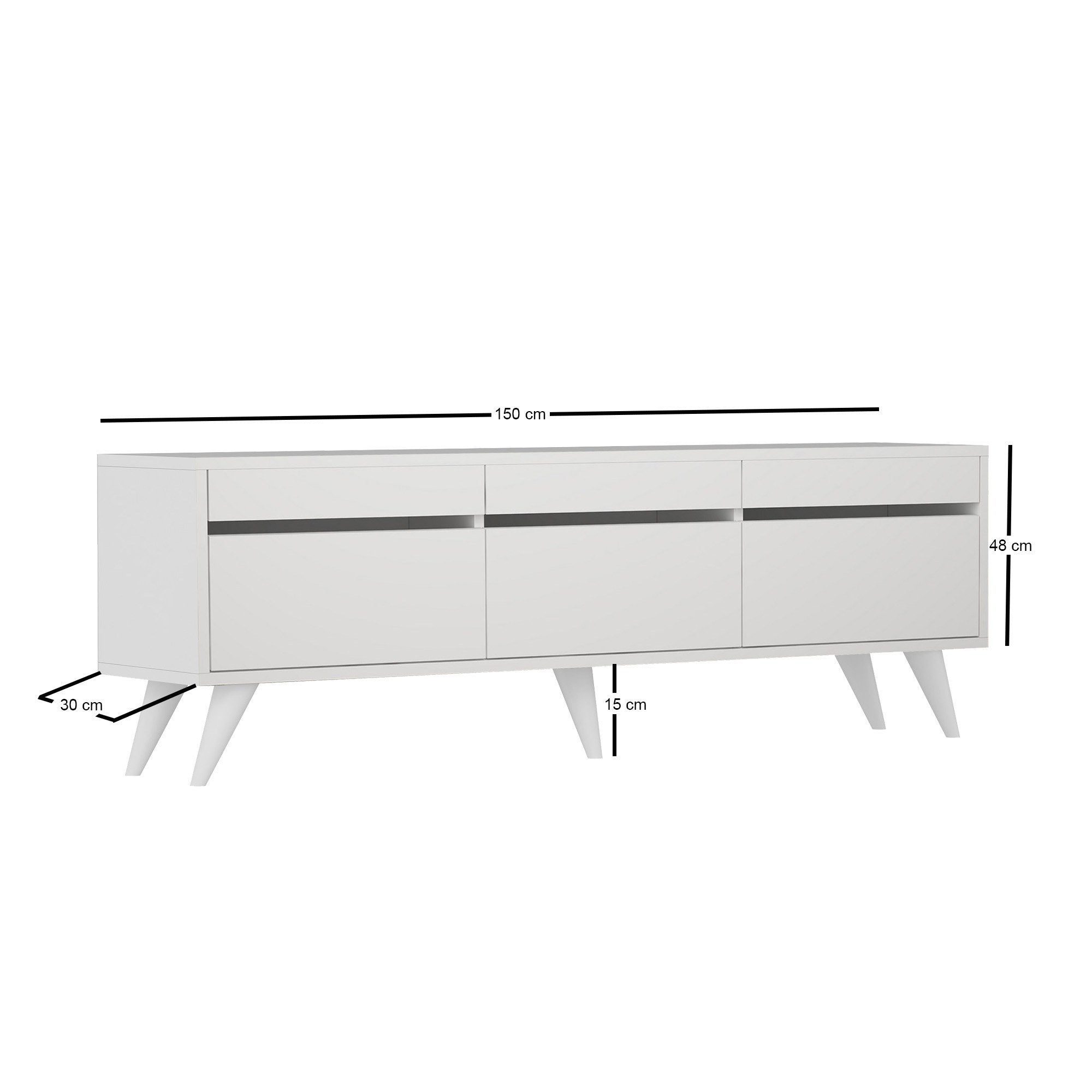 Móvel de TV – 150 cm x 30 cm x 48 cm – Branco – MDF