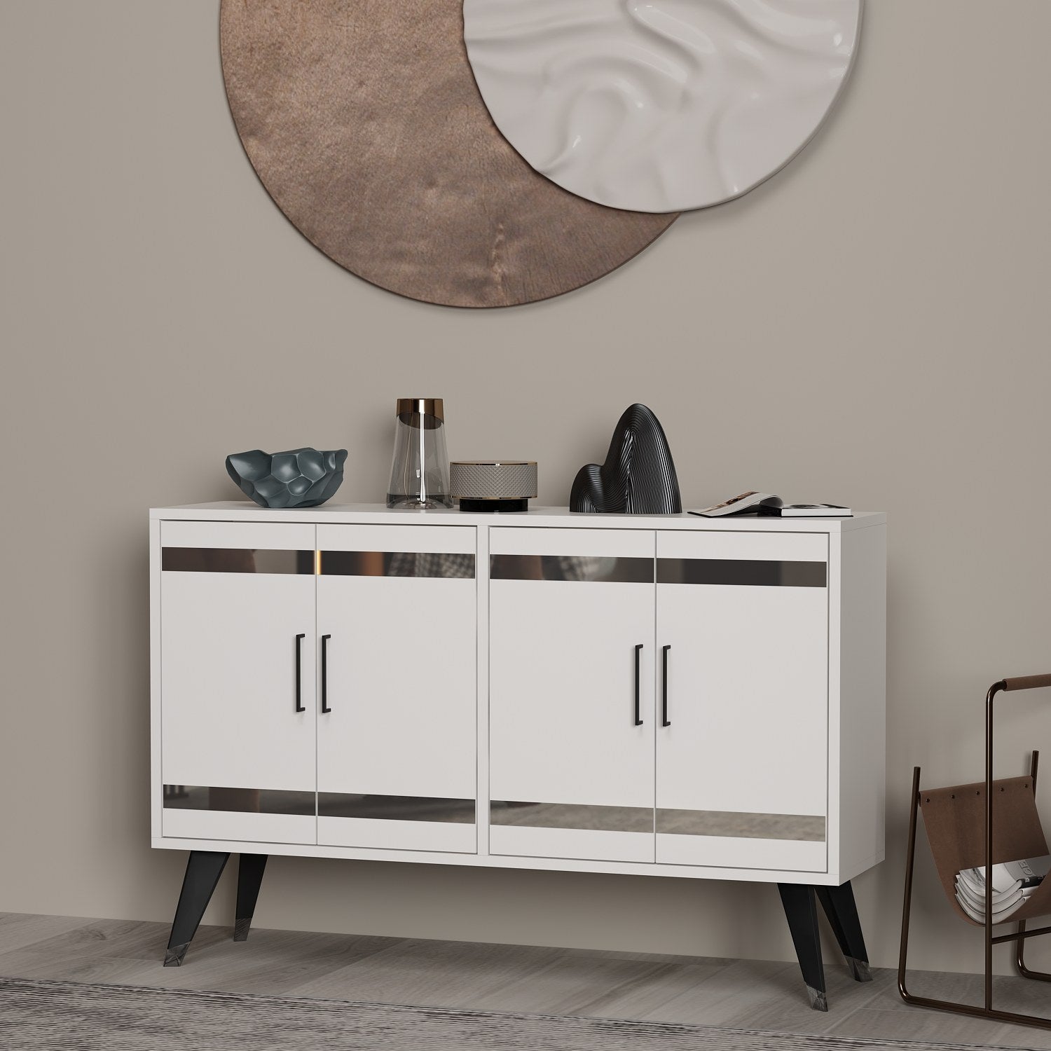 Móvel de TV – 120 cm x 30 cm x 80 cm – Branco – Aglomerado
