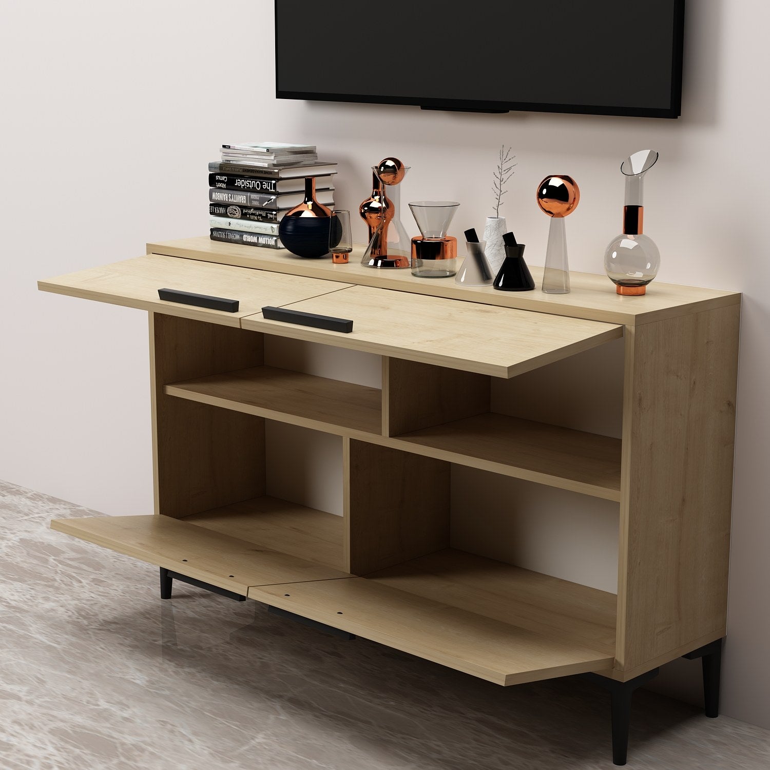 Móvel de TV – 120 cm x 75 cm – Carvalho Safira – MDF