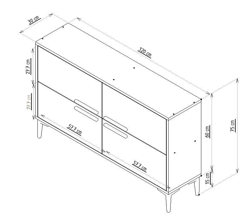 Móvel de TV – 120 cm x 75 cm x 30 cm – Antracite – MDF revestido de melamina