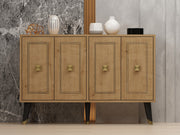 Aparador – 120cm x 80cm x 30cm – Carvalho safira e dourado – Painel de partículas revestido a melamina