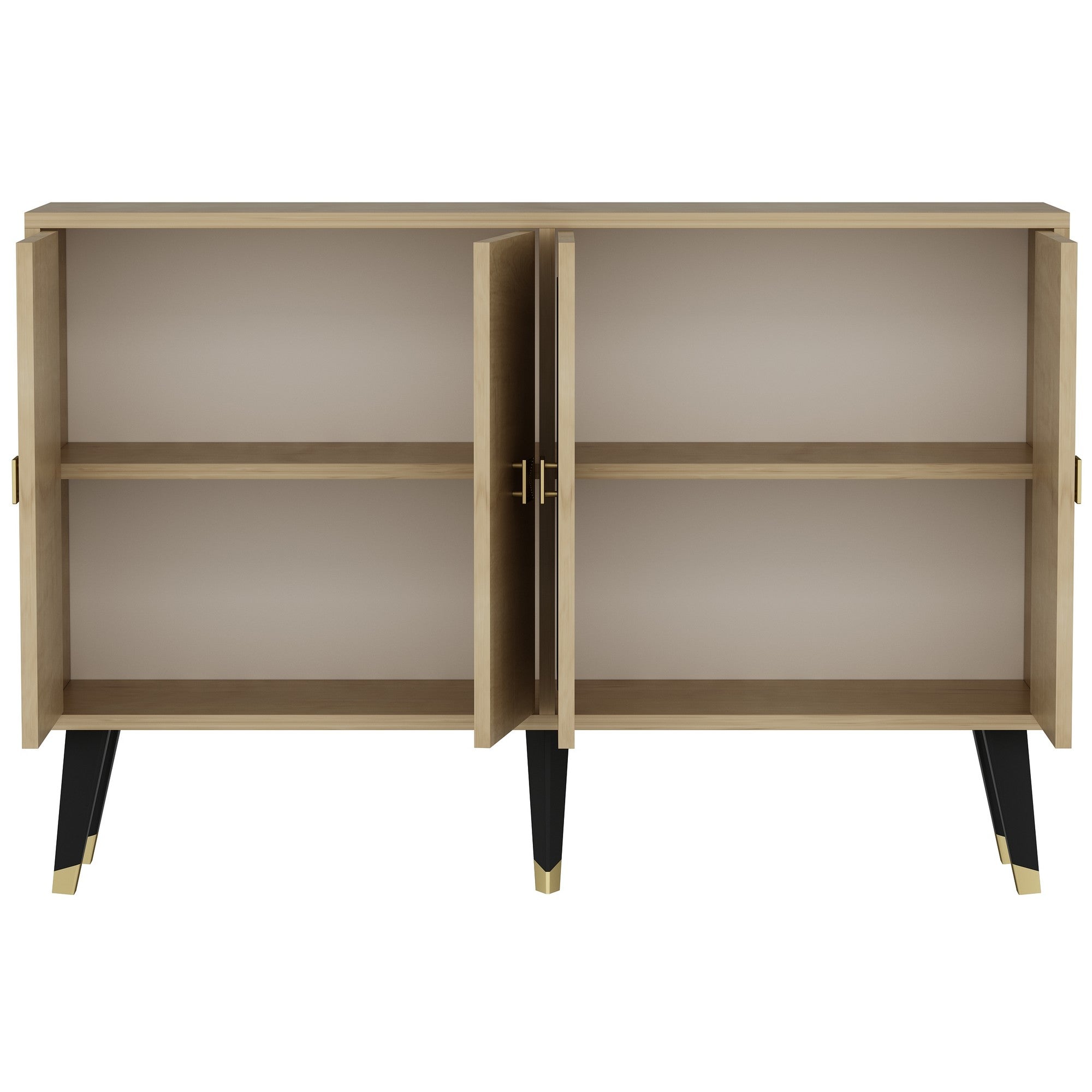 Aparador – 120cm x 80cm x 30cm – Carvalho safira e dourado – Painel de partículas revestido a melamina