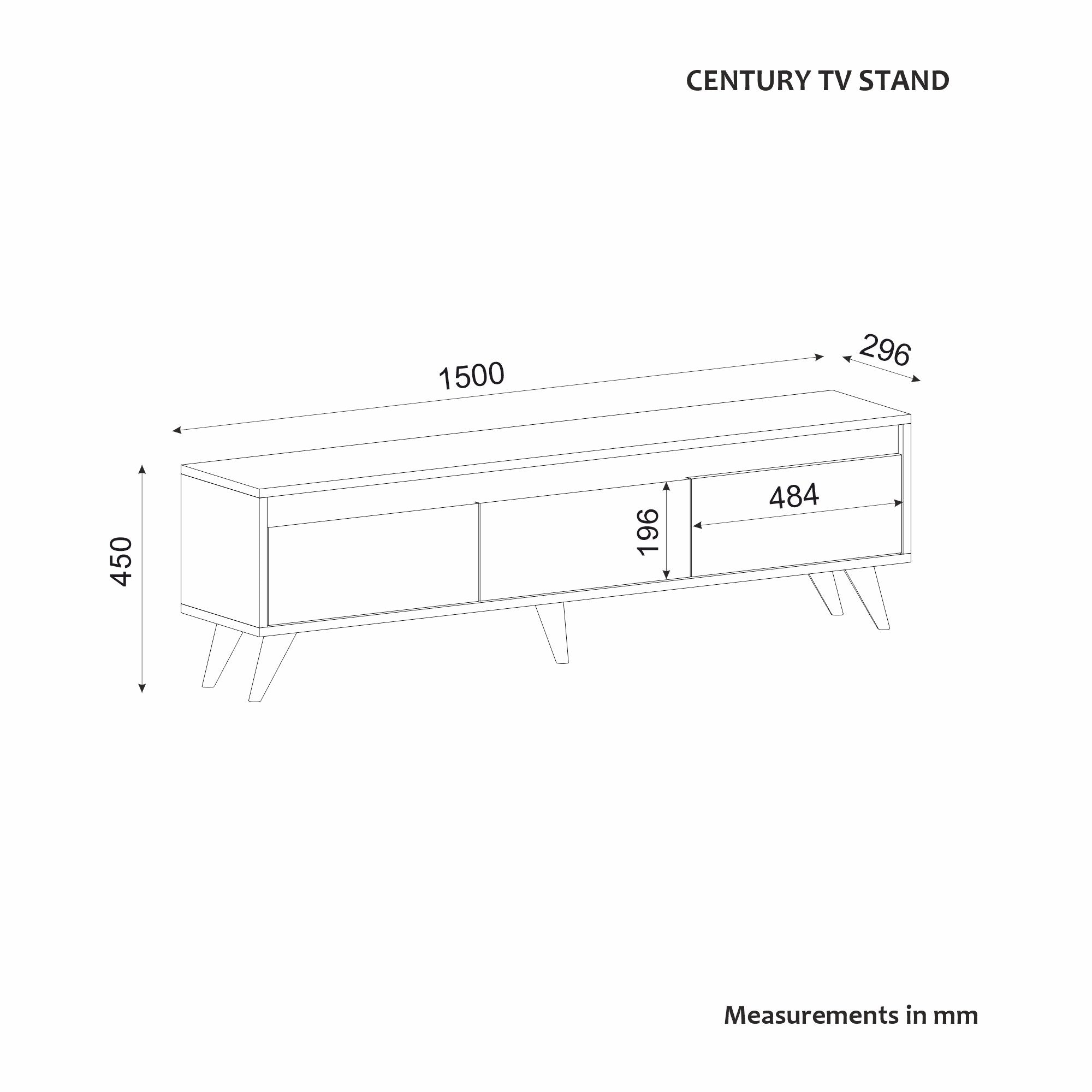 Móvel de TV – 150 cm x 29,6 cm x 45 cm – Travertino e Antracito – Placa de Partículas e Plástico