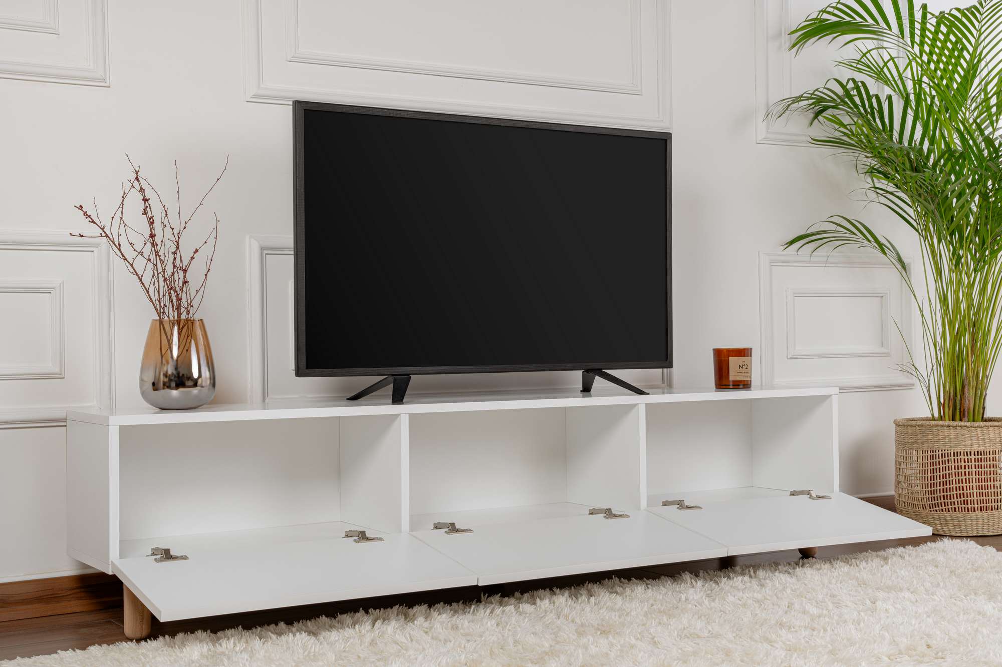 Móvel de TV – 180cm x 42cm x 31,4cm – Branco – MDF