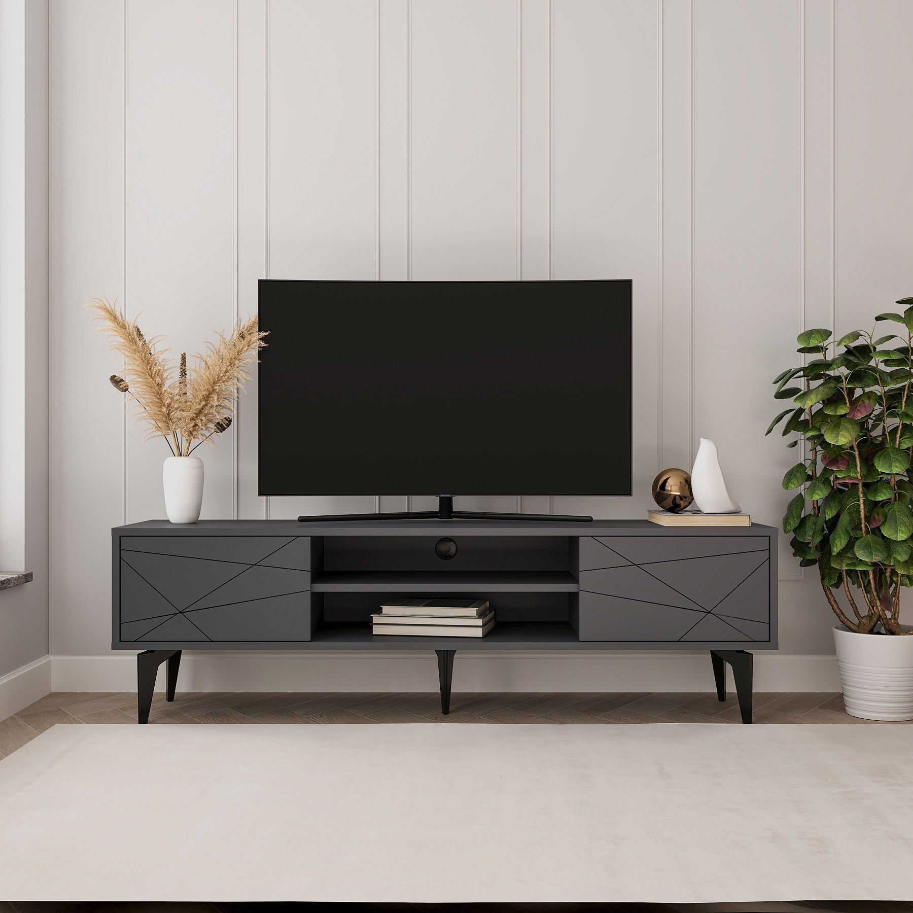 Móvel de TV – 160cm x 48,2cm x 29,6cm – Antracite – Aglomerado