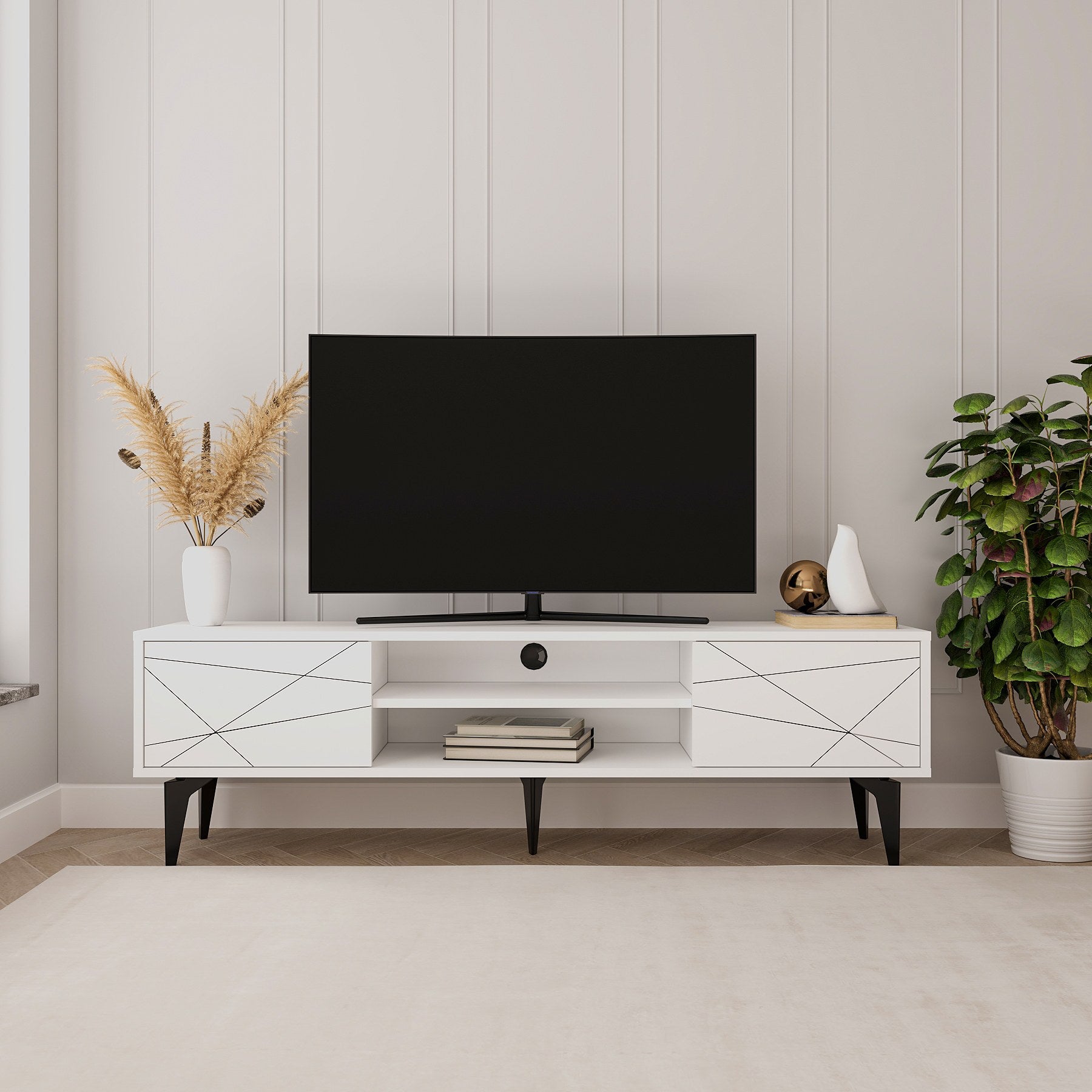 Móvel de TV – 160 cm – Branco – MDF