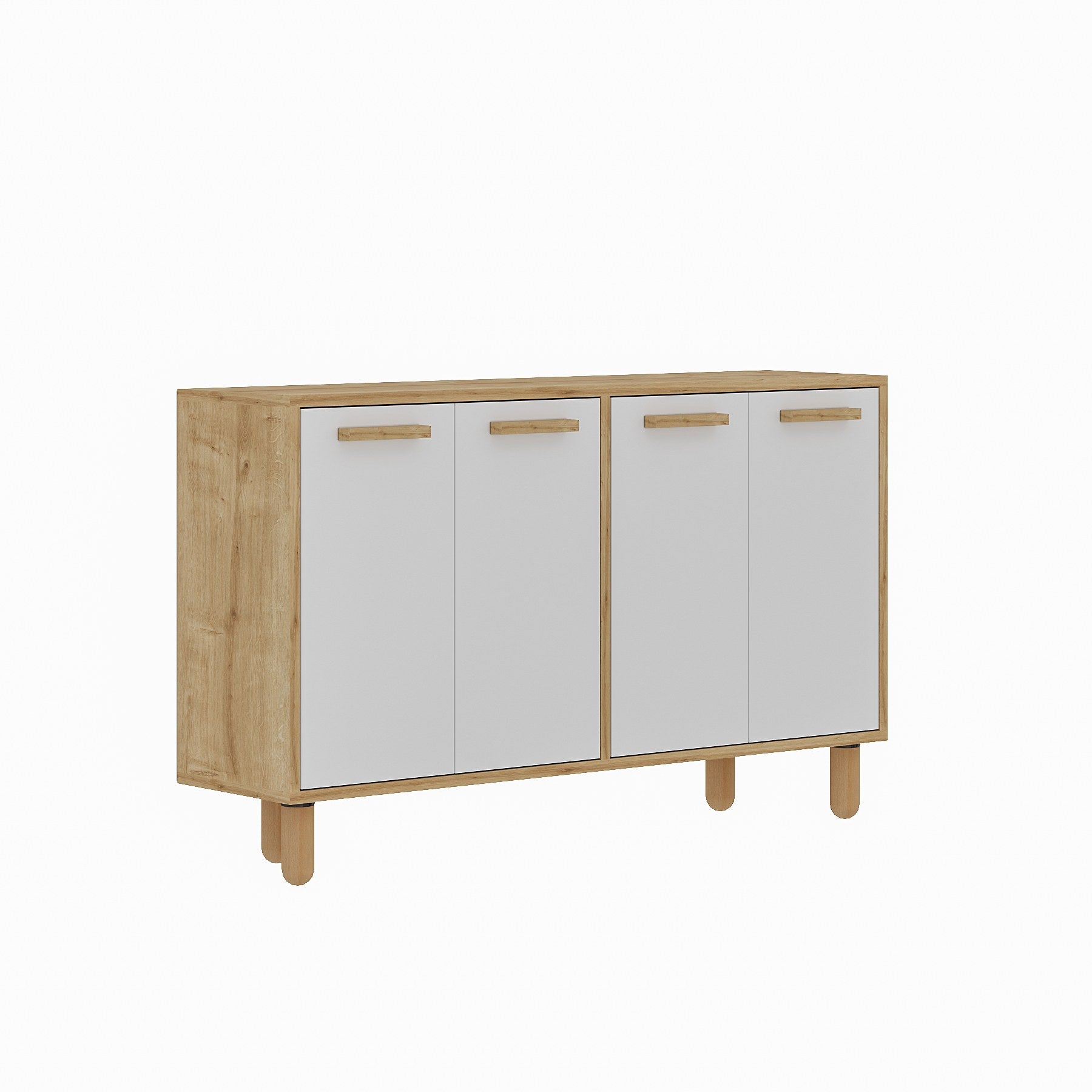 Aparador – 120cm x 73.6cm x 29.6cm – Carvalho Safira e Branco – Painel de partículas revestido a melamina