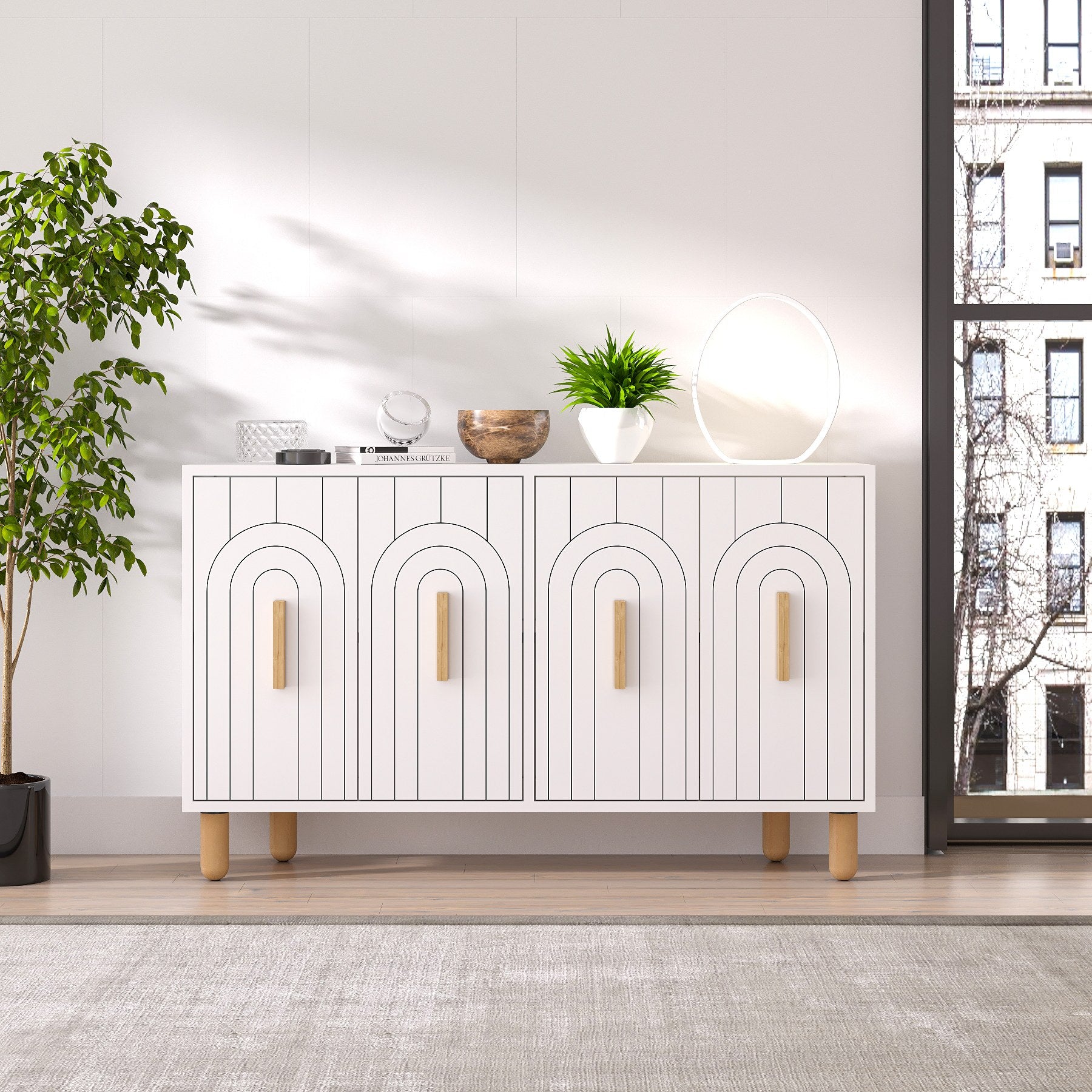 Aparador – 120 cm x 73,6 cm x 29,6 cm – Branca – Painel de partículas revestido a melamina