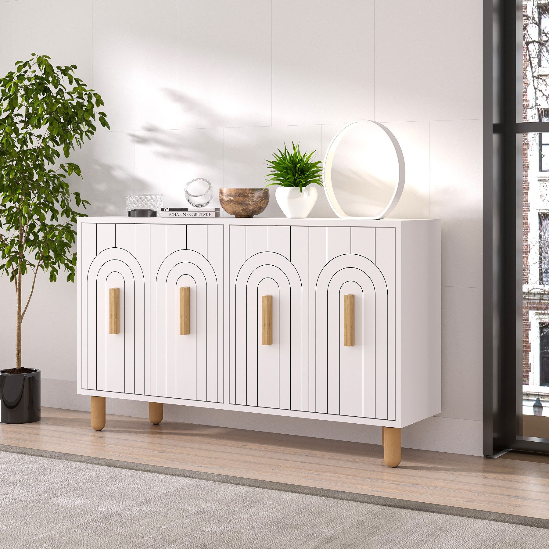 Aparador – 120 cm x 73,6 cm x 29,6 cm – Branca – Painel de partículas revestido a melamina