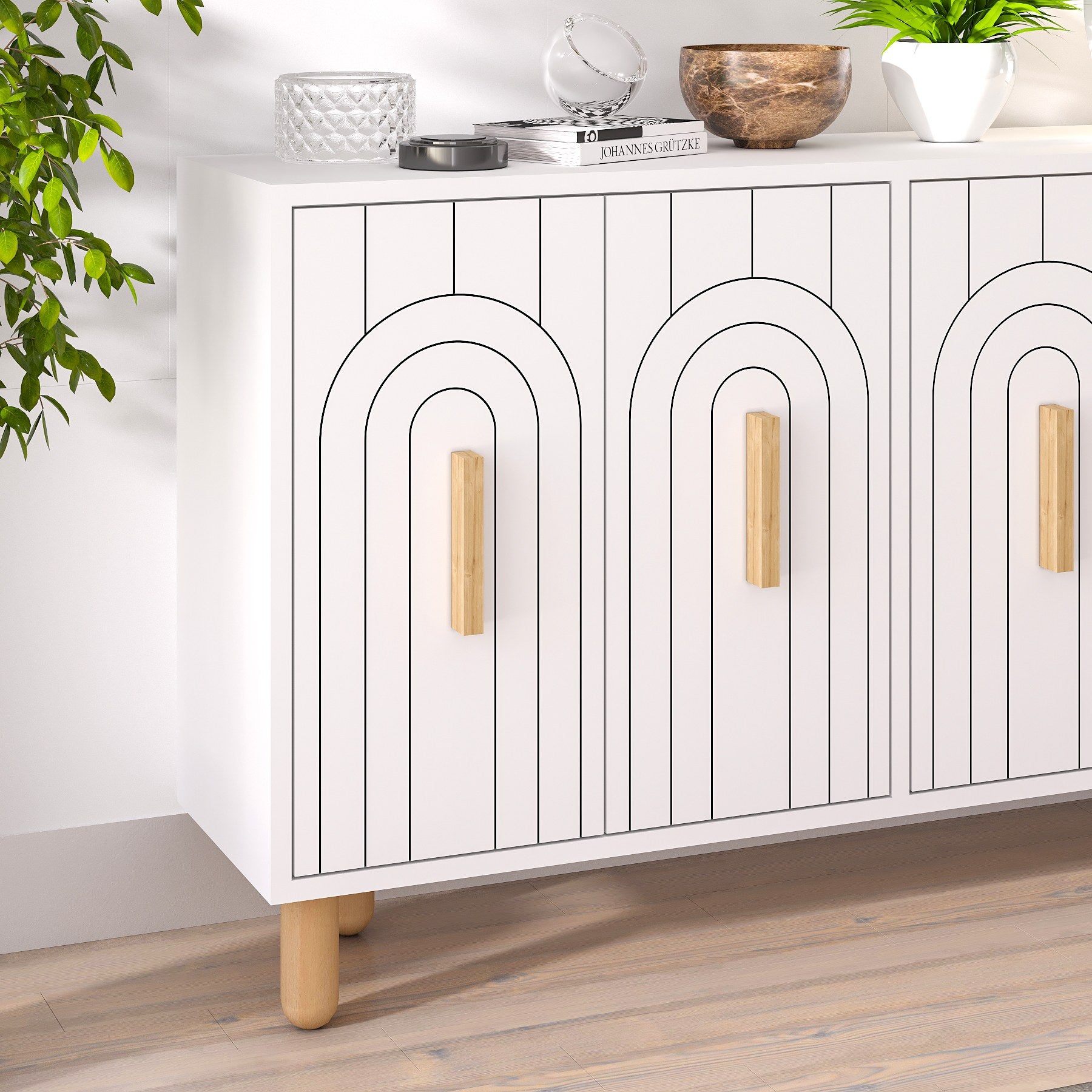 Aparador – 120 cm x 73,6 cm x 29,6 cm – Branca – Painel de partículas revestido a melamina