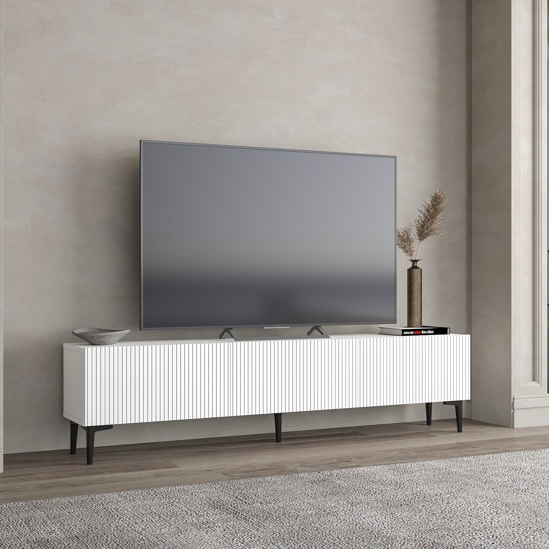 Móvel de TV – 180 cm x 45 cm x 31,4 cm – Branco – MDF