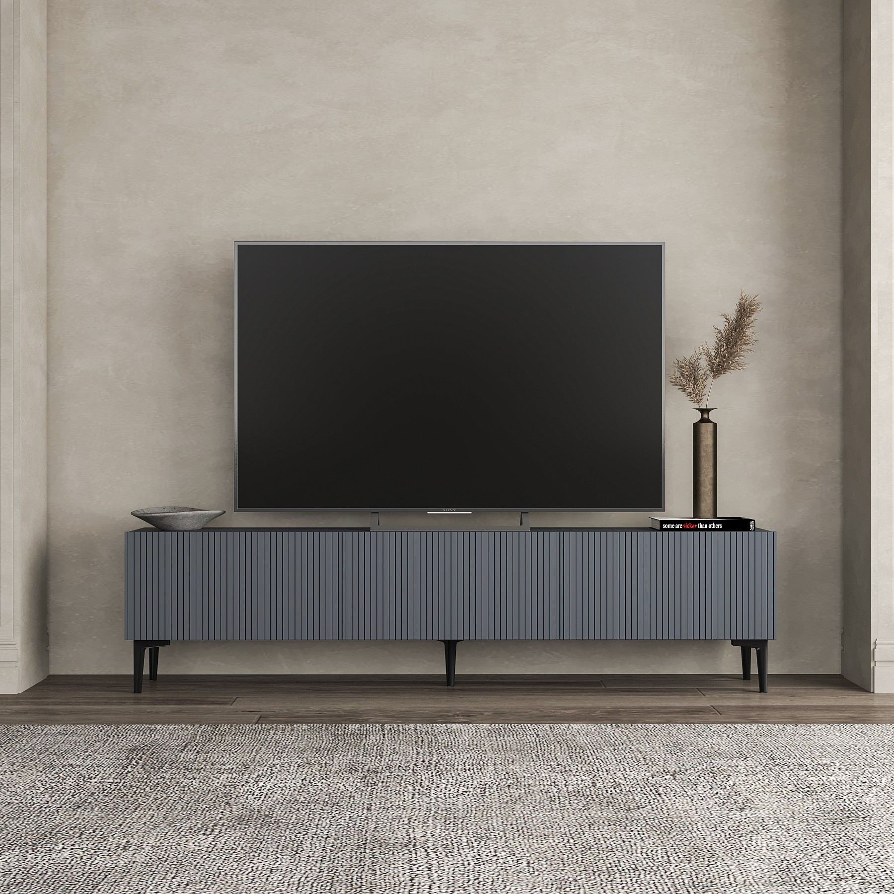 Móvel de TV – 180 cm x 45 cm x 31,4 cm – Antracite – Melamina