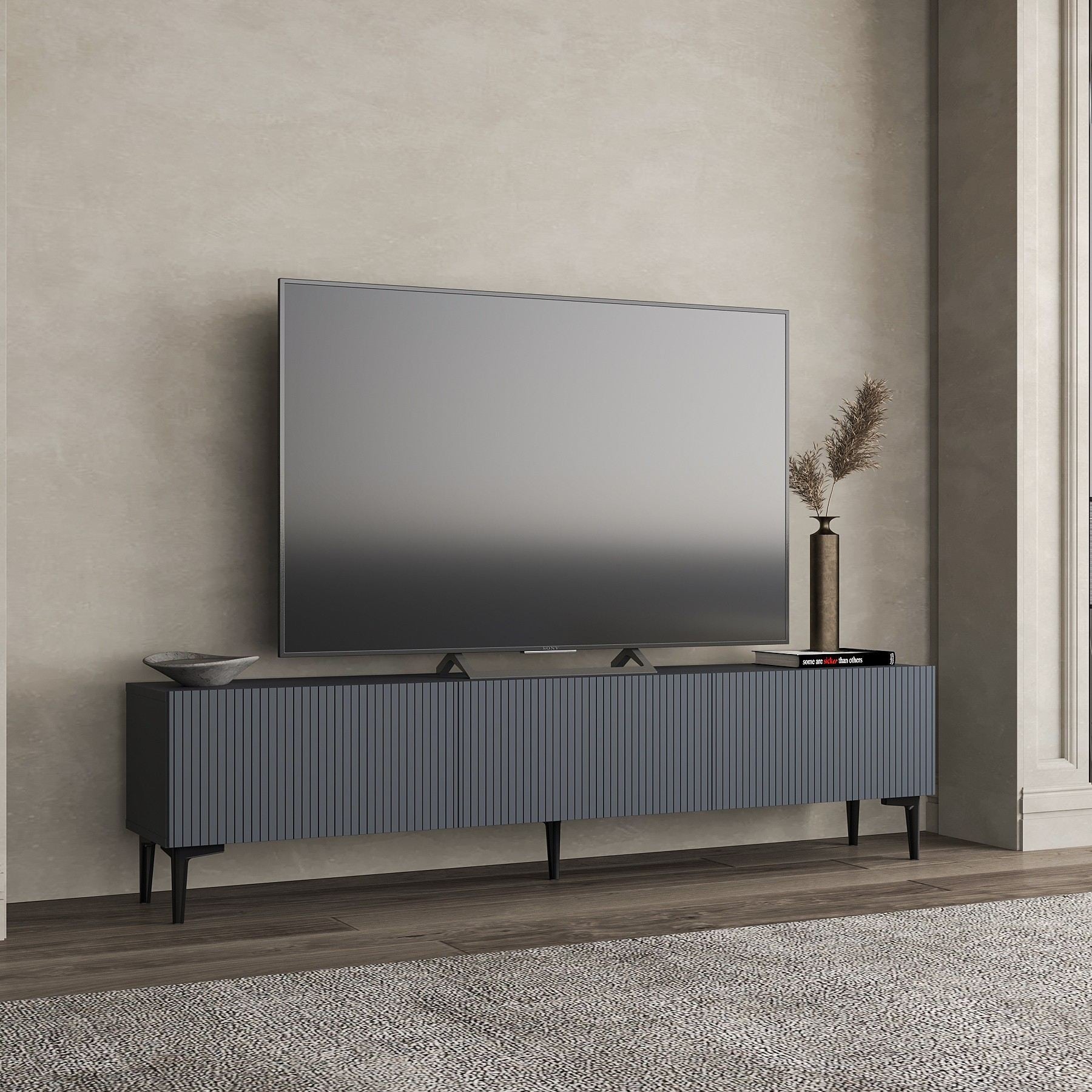 Móvel de TV – 180 cm x 45 cm x 31,4 cm – Antracite – Melamina