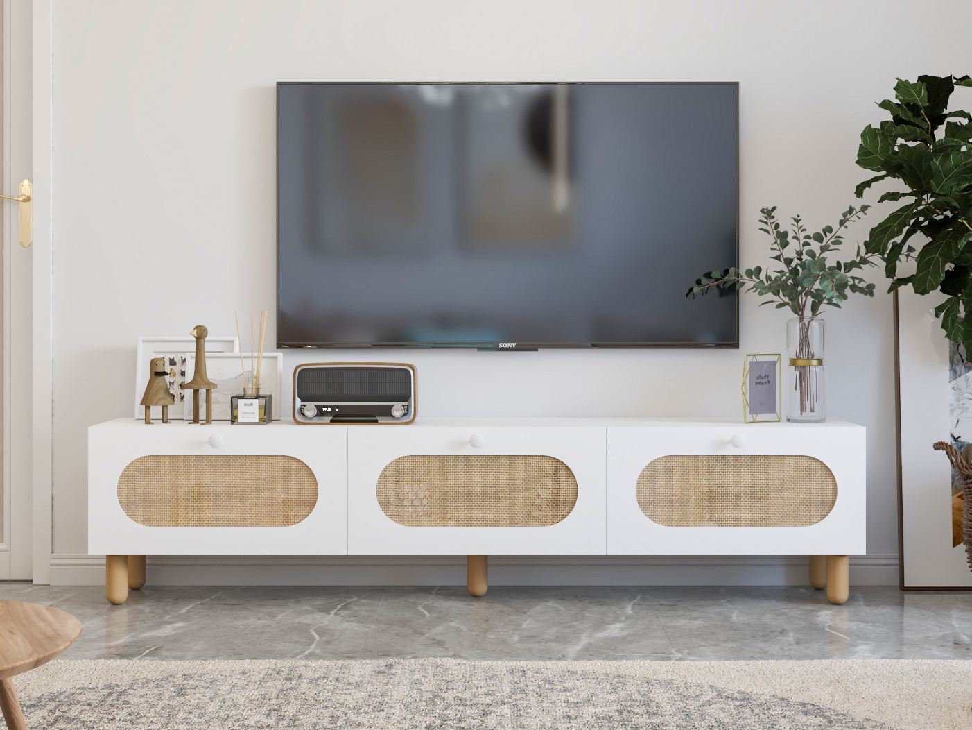 Móvel de TV – 180 cm x 42,6 cm x 31,4 cm – Branco – MDF