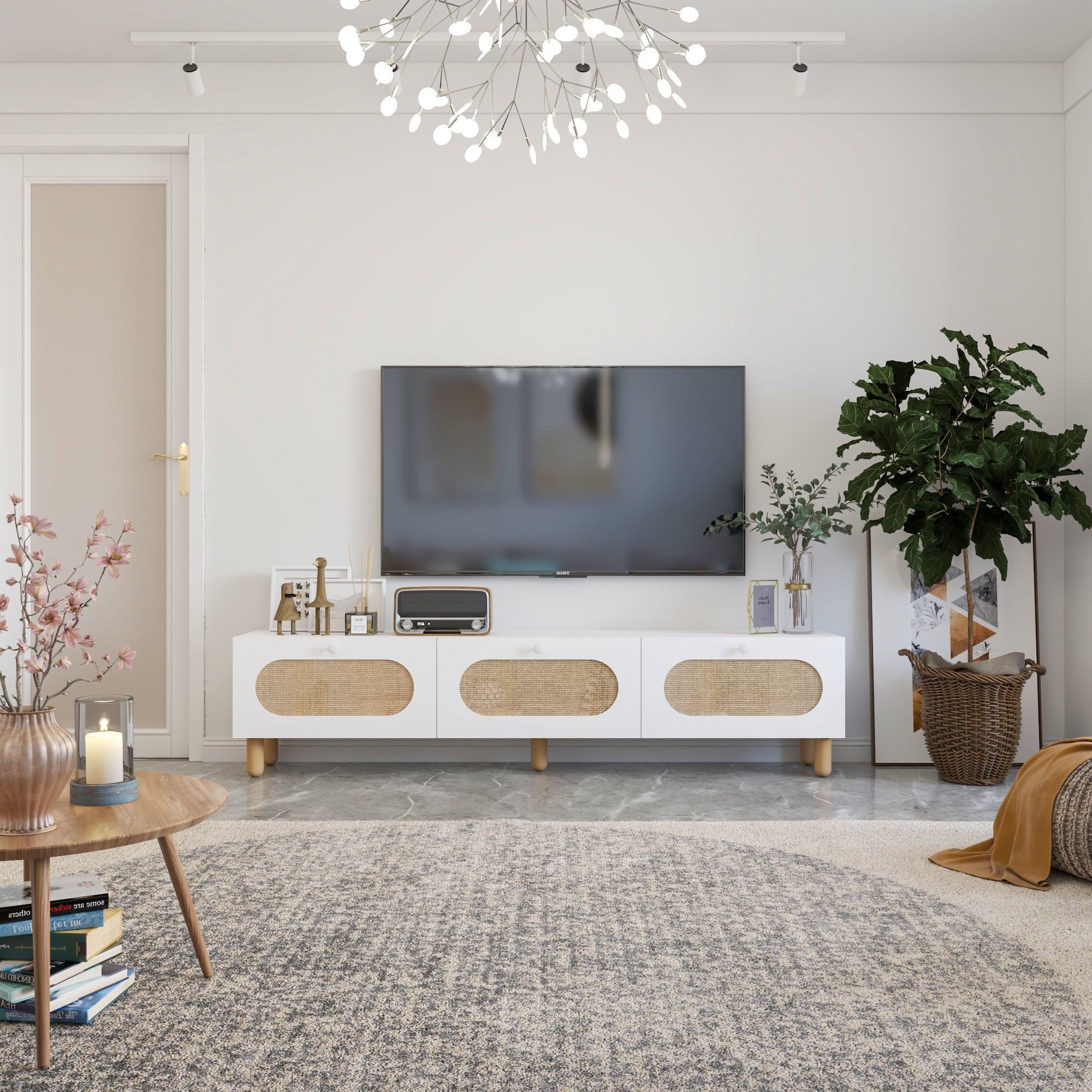 Móvel de TV – 180 cm x 42,6 cm x 31,4 cm – Branco – MDF
