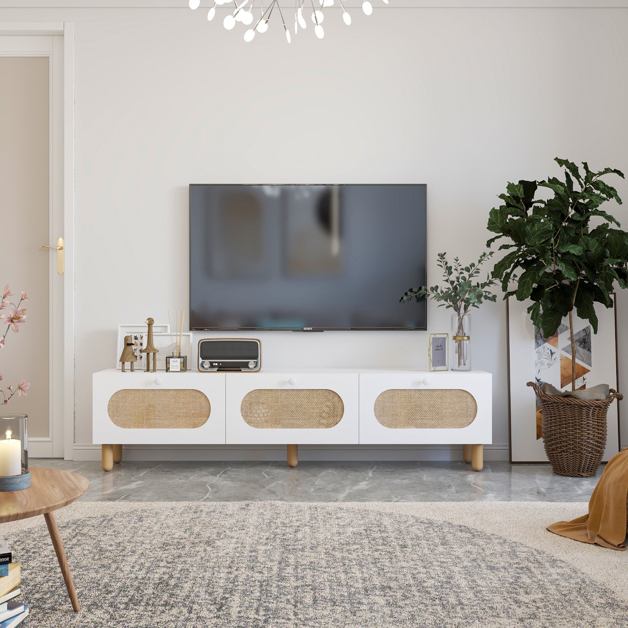 Móvel de TV – 180 cm x 42,6 cm x 31,4 cm – Branco – MDF