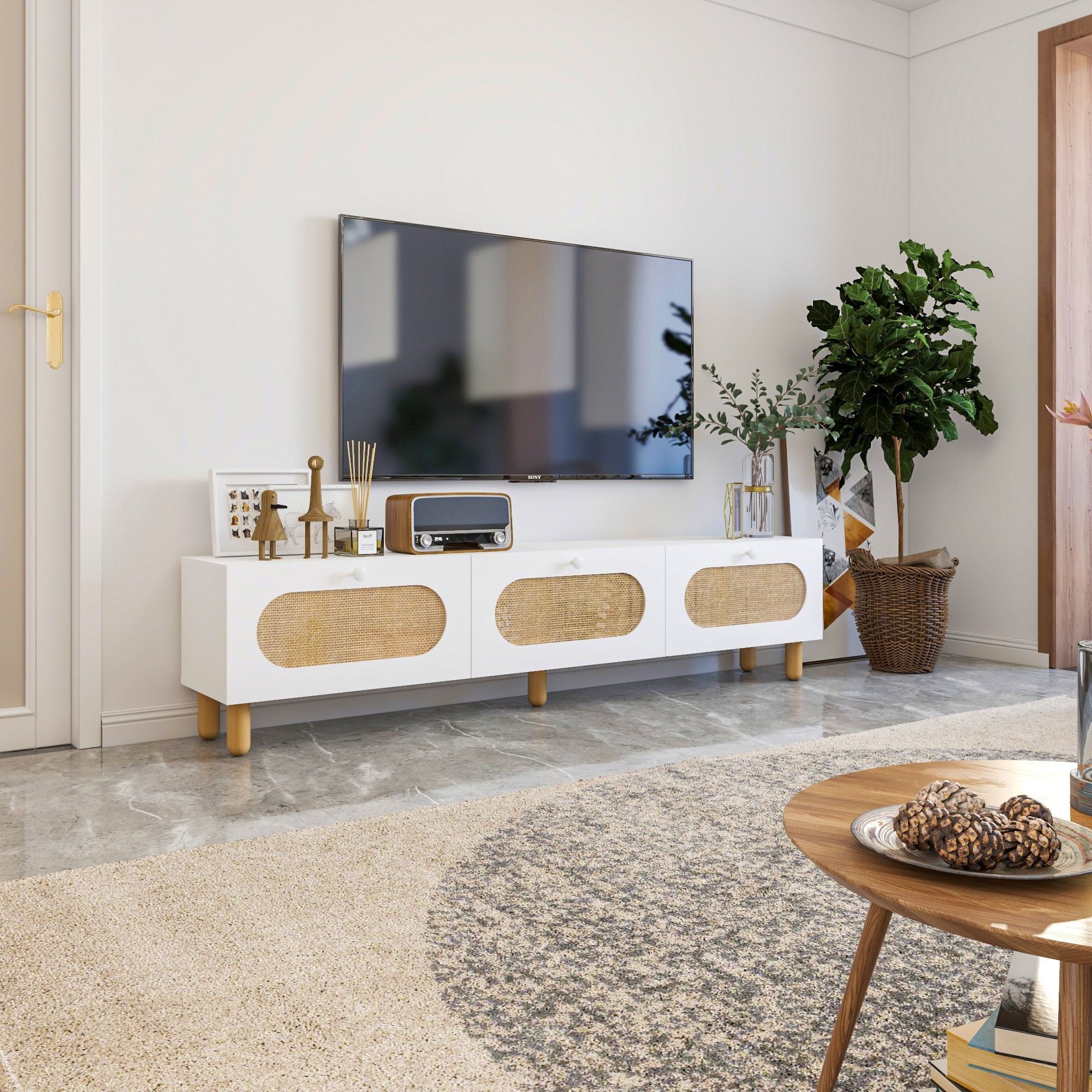 Móvel de TV – 180 cm x 42,6 cm x 31,4 cm – Branco – MDF