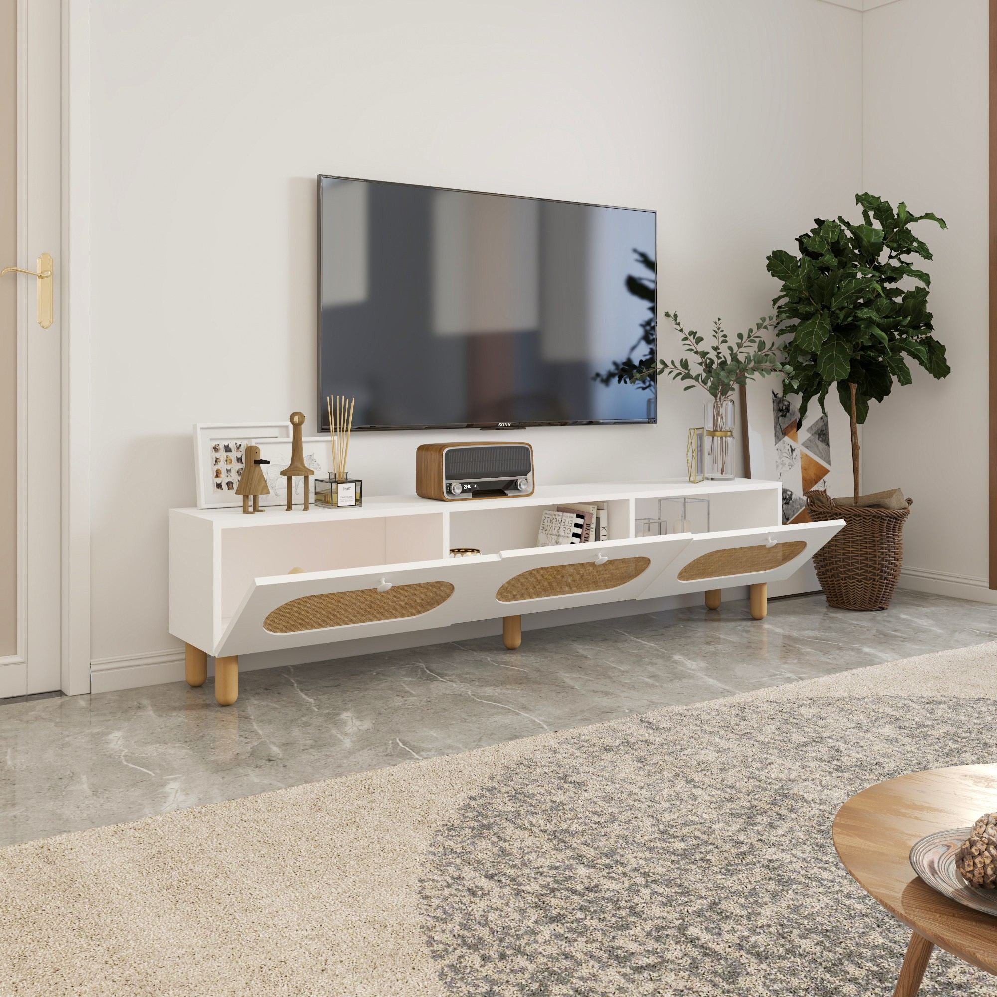 Móvel de TV – 180 cm x 42,6 cm x 31,4 cm – Branco – MDF