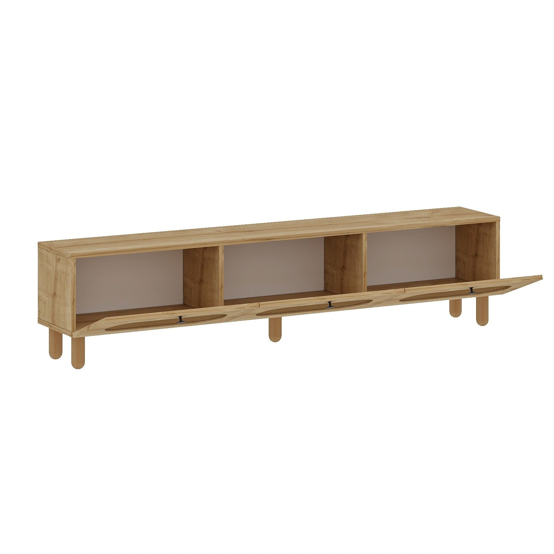 Móvel de TV – 180cm – Carvalho Safira e Rattan – MDF
