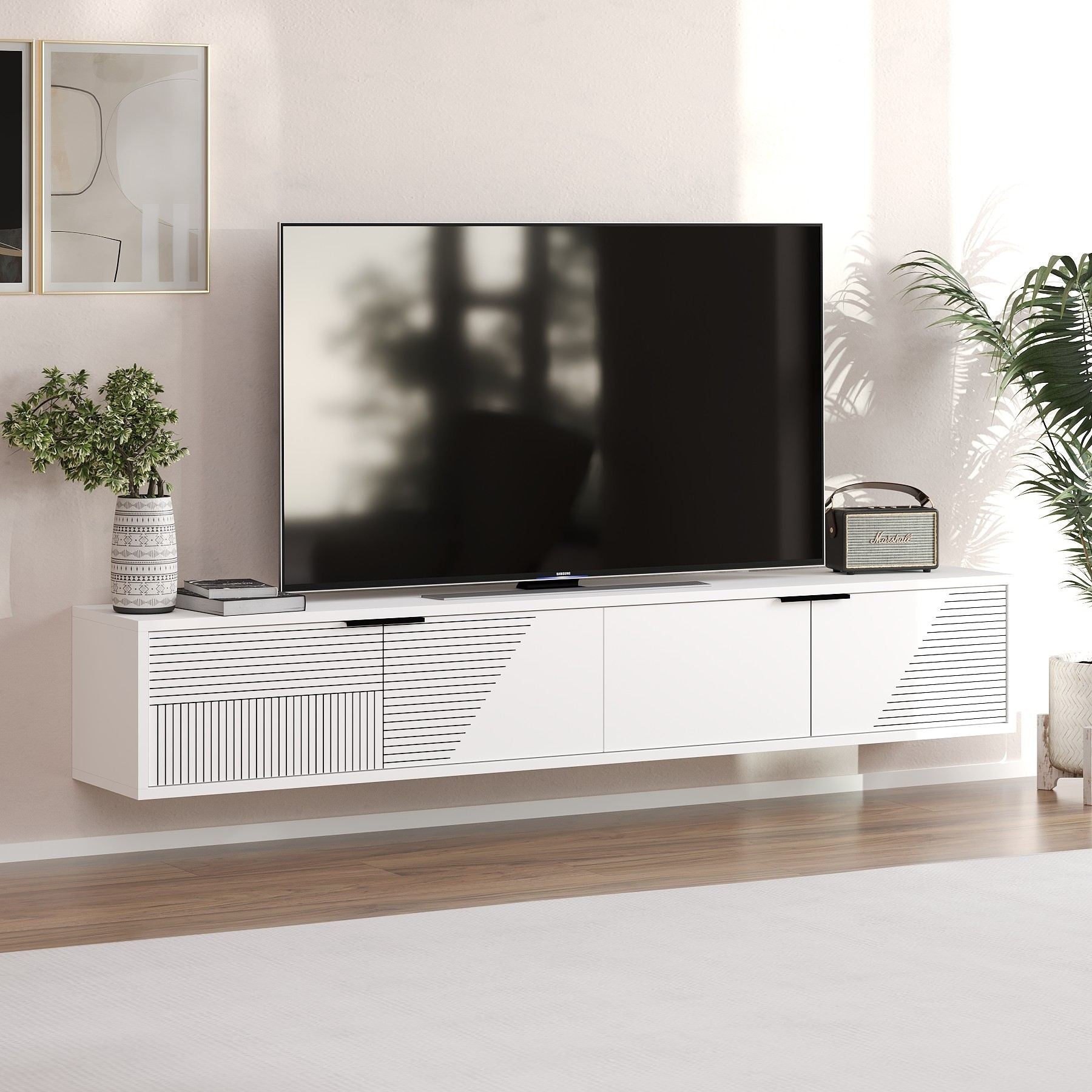 Móvel de TV – 180cm x 30cm x 30cm – Branco – MDF revestido de melamina