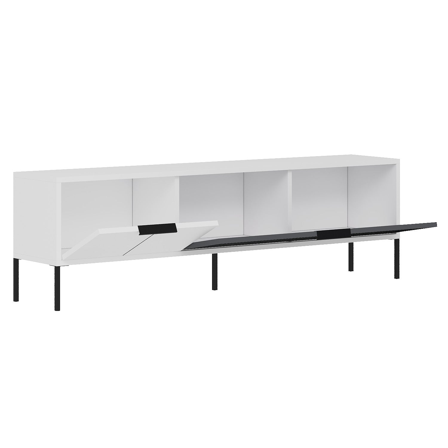 Móvel de TV – 150cm x 45cm x 30cm – Branco e Antracite – Painel de Partículas