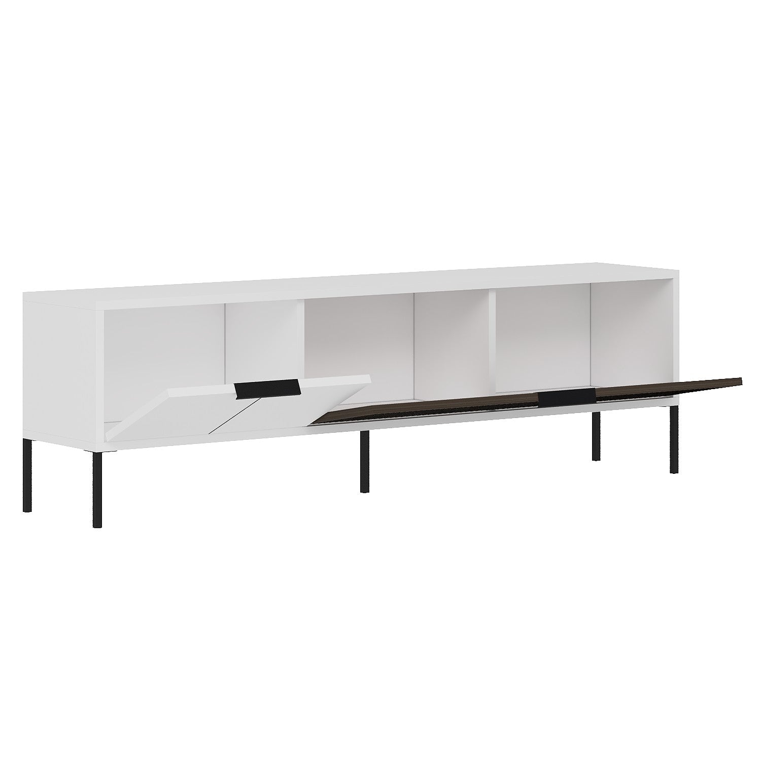 Móvel de TV – 150 cm x 45 cm x 30 cm – Branco e Nogueira – MDF