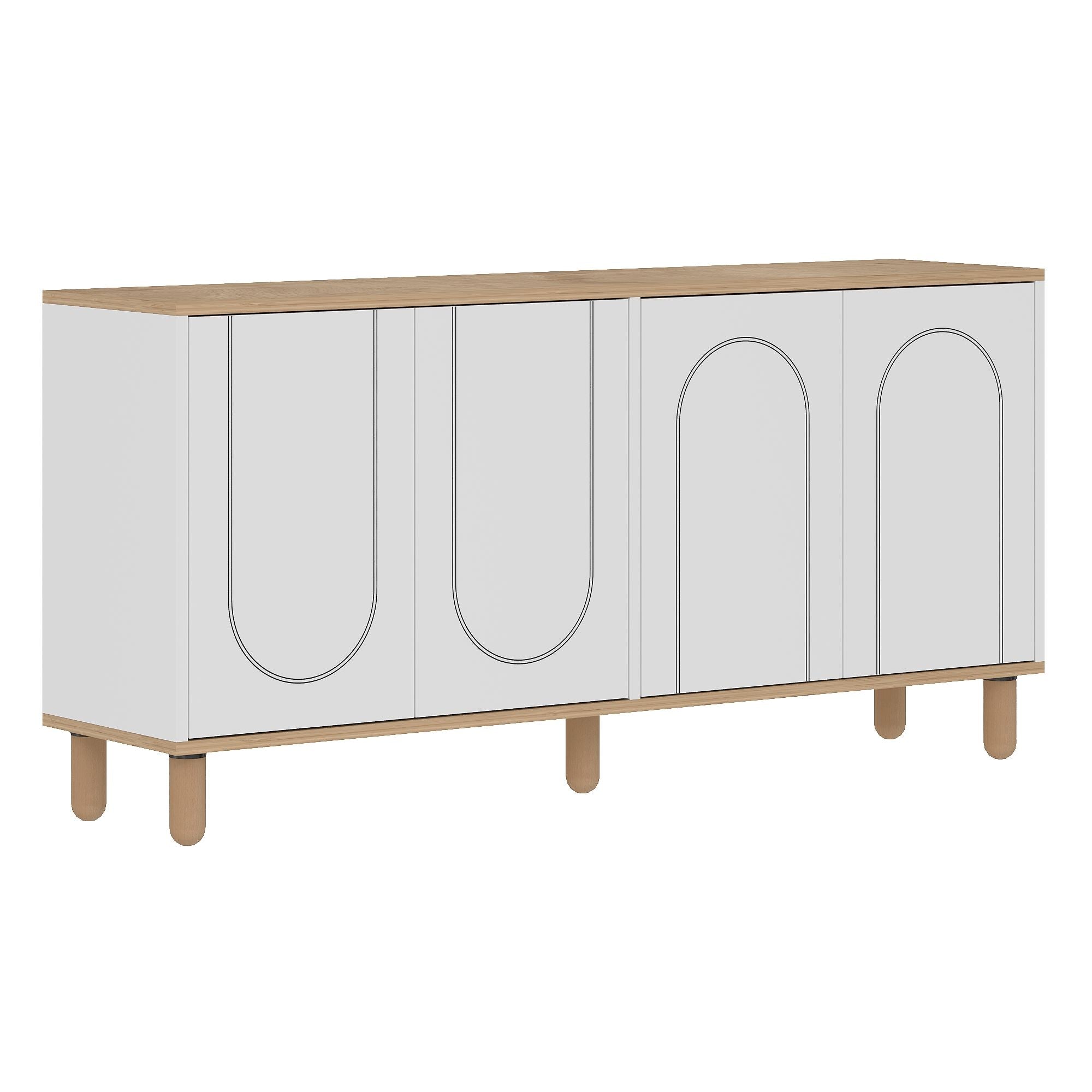 Aparador – 150 cm x 73 cm x 36 cm – Carvalho Safira e Branco – Aglomerado