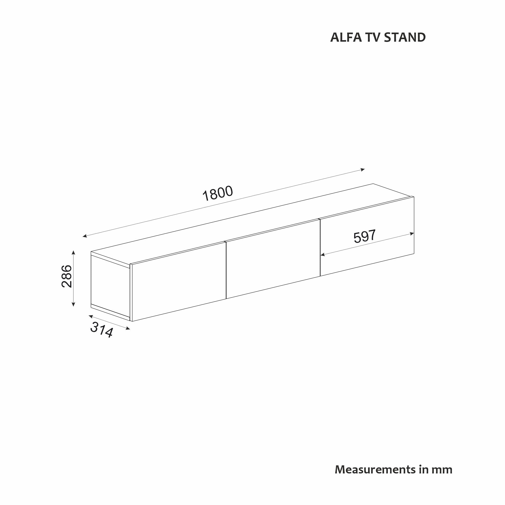 Móvel de TV – 180 cm x 28,6 cm x 31,4 cm – Travertino – MDF