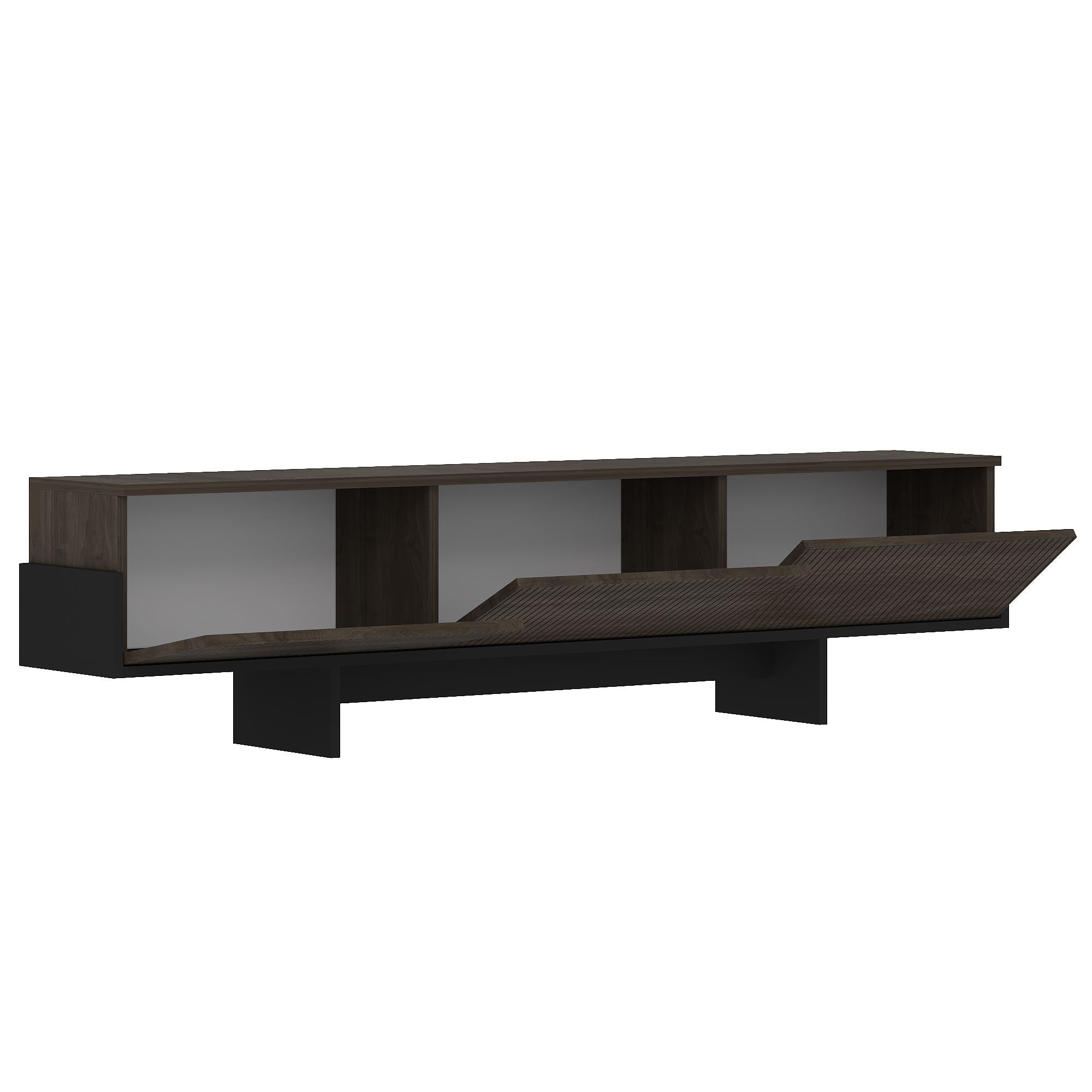 Móvel de TV – 180 cm – Nogueira e Preto – Painel de Partículas Revestido de Melamina