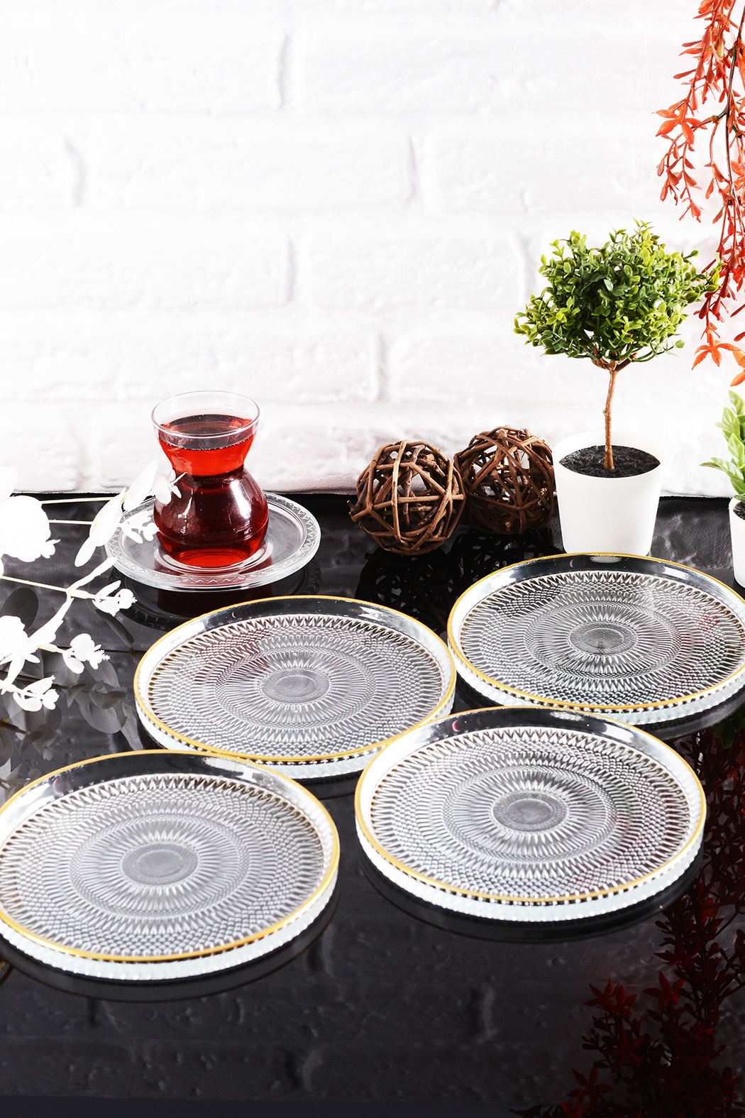 Conjunto de Pratos de Sobremesa – 16 cm – Transparente – Vidro