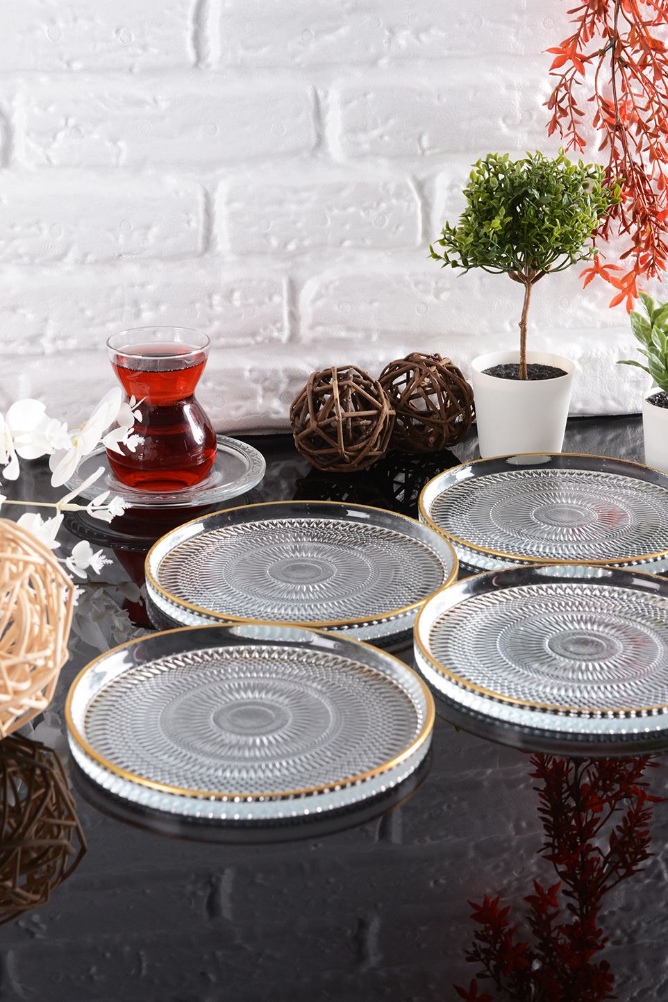 Conjunto de Pratos de Sobremesa – 16 cm – Transparente – Vidro