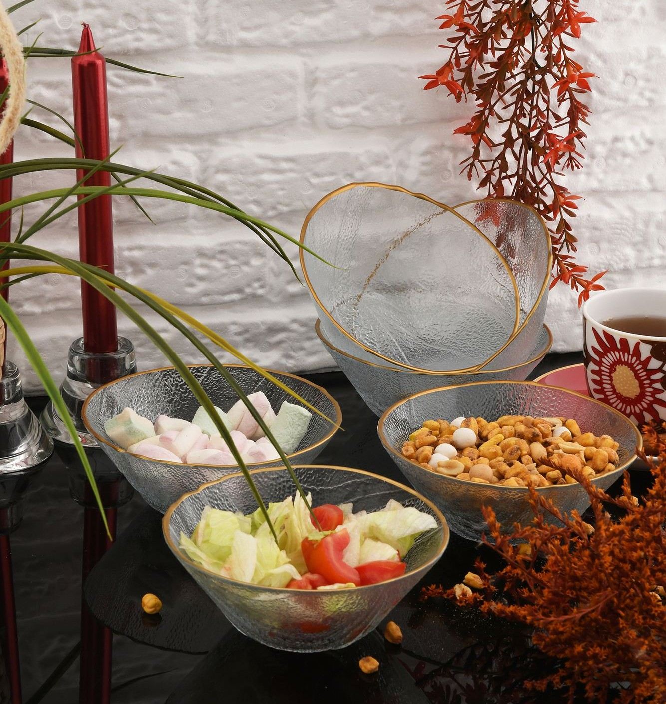 Conjunto de tigelas de vidro – 14 x 14 x 6 cm – Transparente