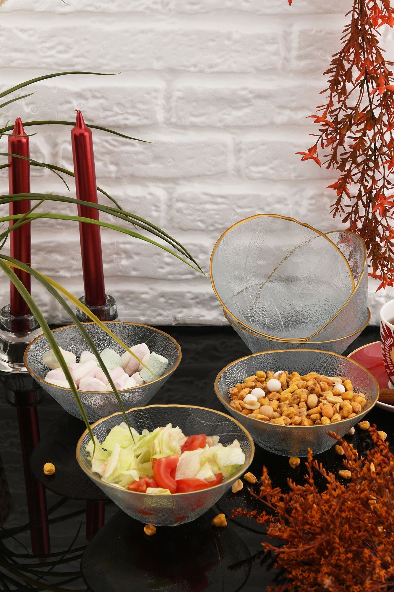 Conjunto de tigelas de vidro – 14 x 14 x 6 cm – Transparente