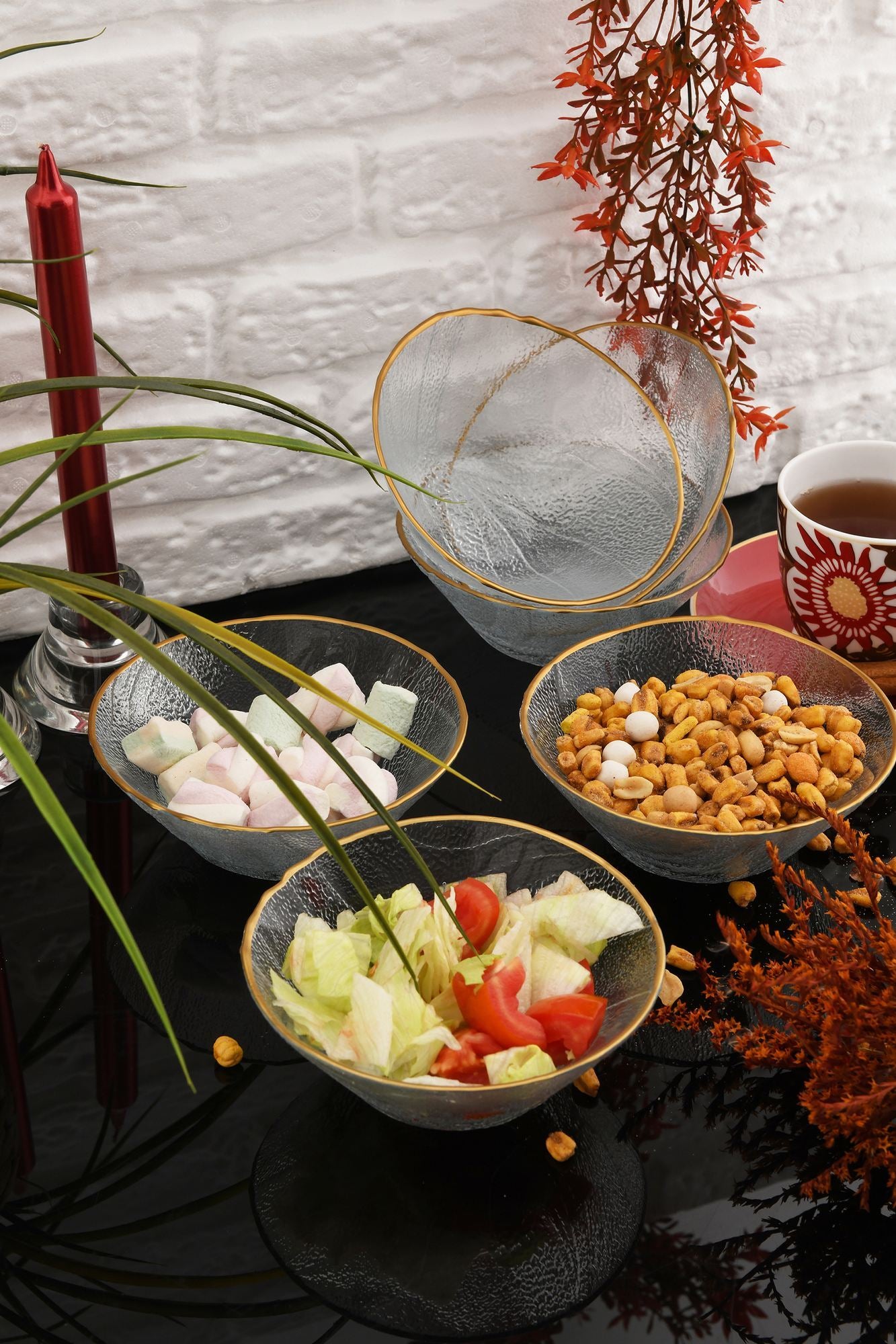 Conjunto de tigelas de vidro – 14 x 14 x 6 cm – Transparente