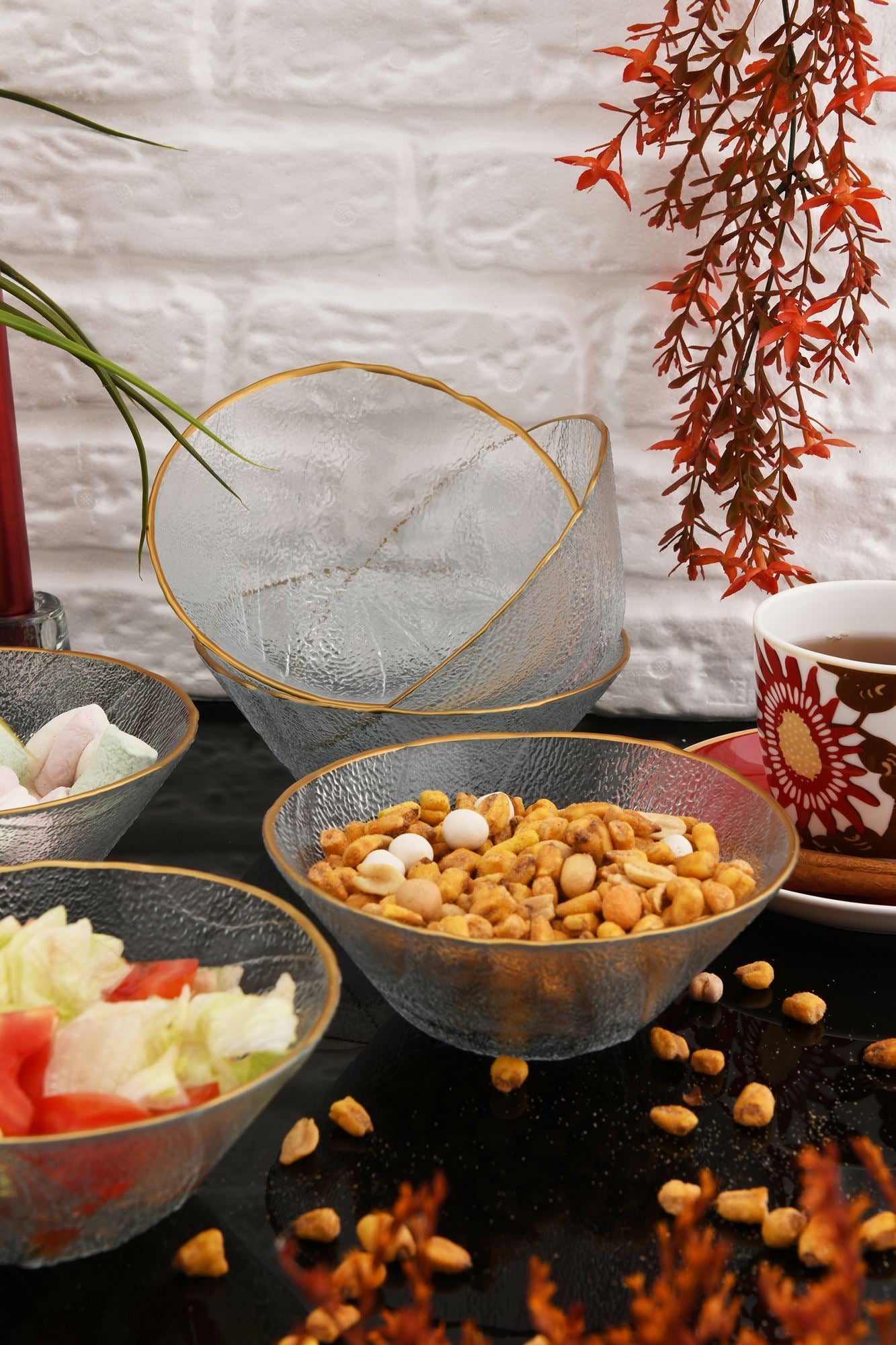 Conjunto de tigelas de vidro – 14 x 14 x 6 cm – Transparente