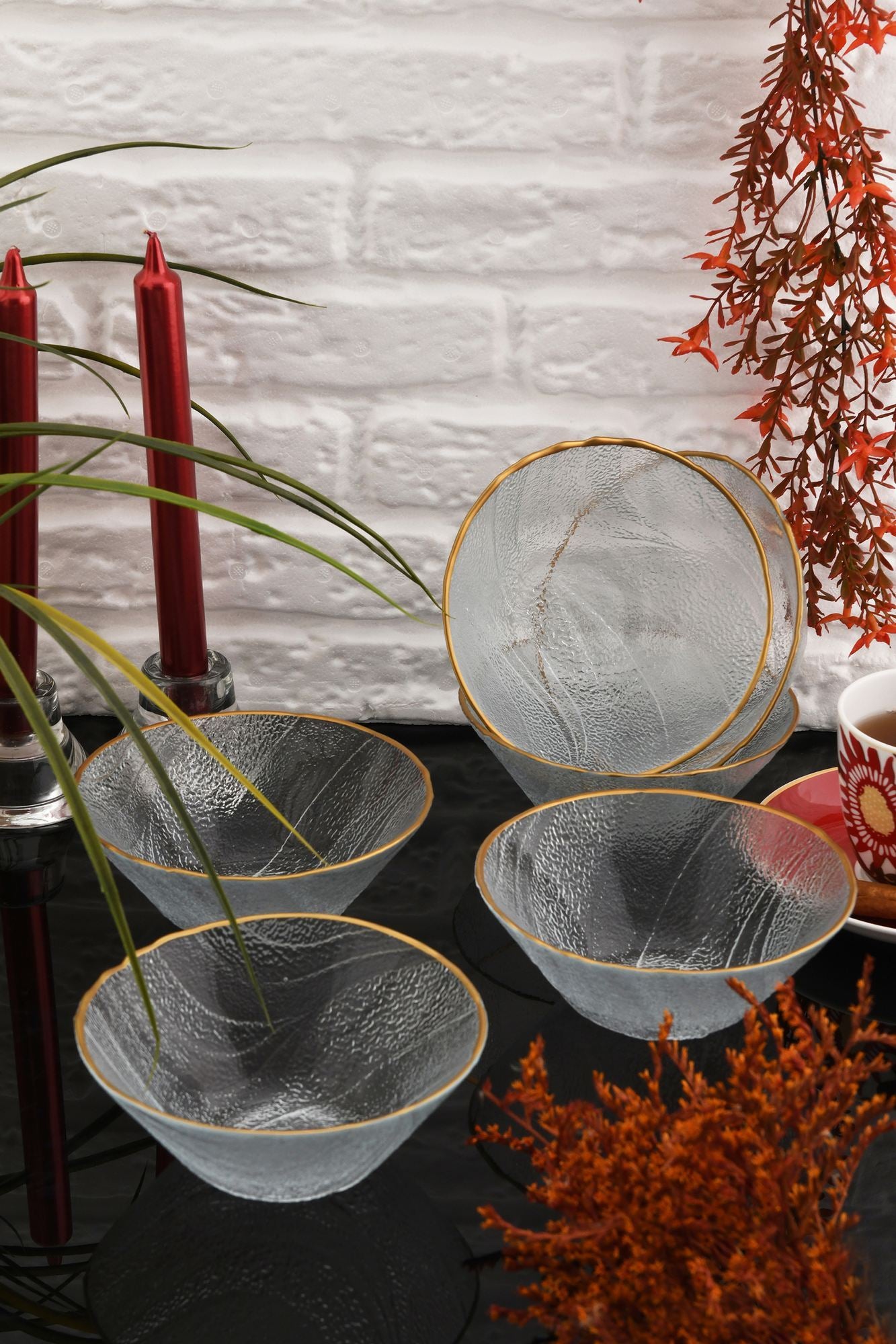 Conjunto de tigelas de vidro – 14 x 14 x 6 cm – Transparente