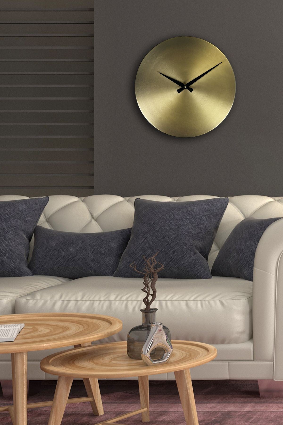 Relógio de Parede Decorativo em Alumínio 35x35 cm, Mecanismo Silencioso, Dourado e Preto | 35Sivmetsaat (332CDC1114)
