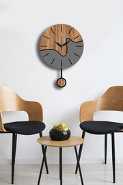 Relógio de Parede Decorativo Vlnt109 (332CDC1120) – Ø39 cm, MDF, Nogueira Cinzento