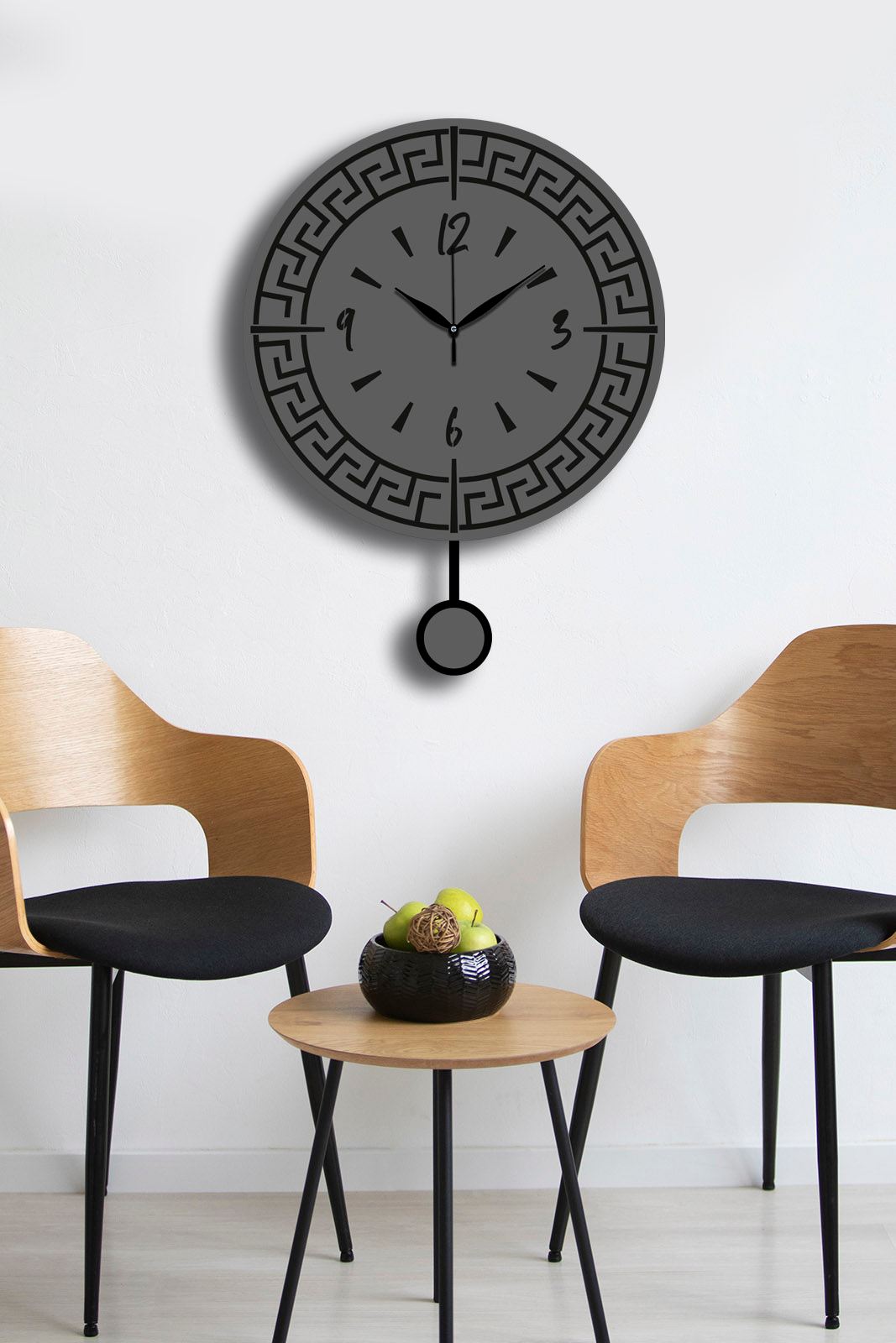 Relógio de Parede Decorativo Vlnt113Ant em MDF 100% – Antracite, 39 cm