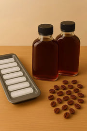 Conjunto de garrafas de vidro – 15,5 x 7,5 cm – Transparentes e Pretas – Vidro