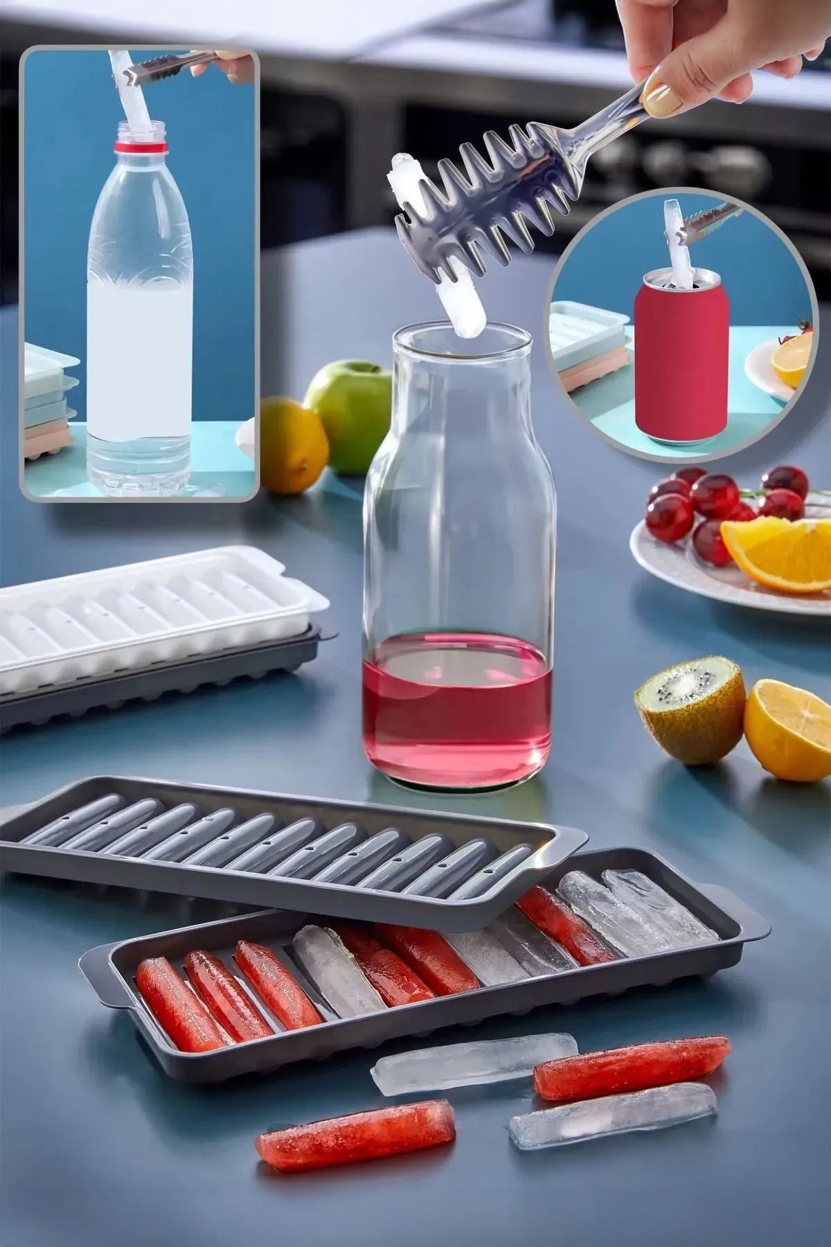 Conjunto de garrafas de vidro – 15,5 x 7,5 cm – Transparentes e Pretas – Vidro