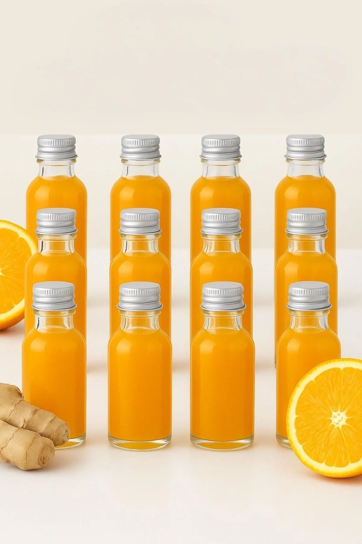 Conjunto de Garrafas de Vidro – 3,3 x 7,8 cm – Transparente e Prata – Vidro